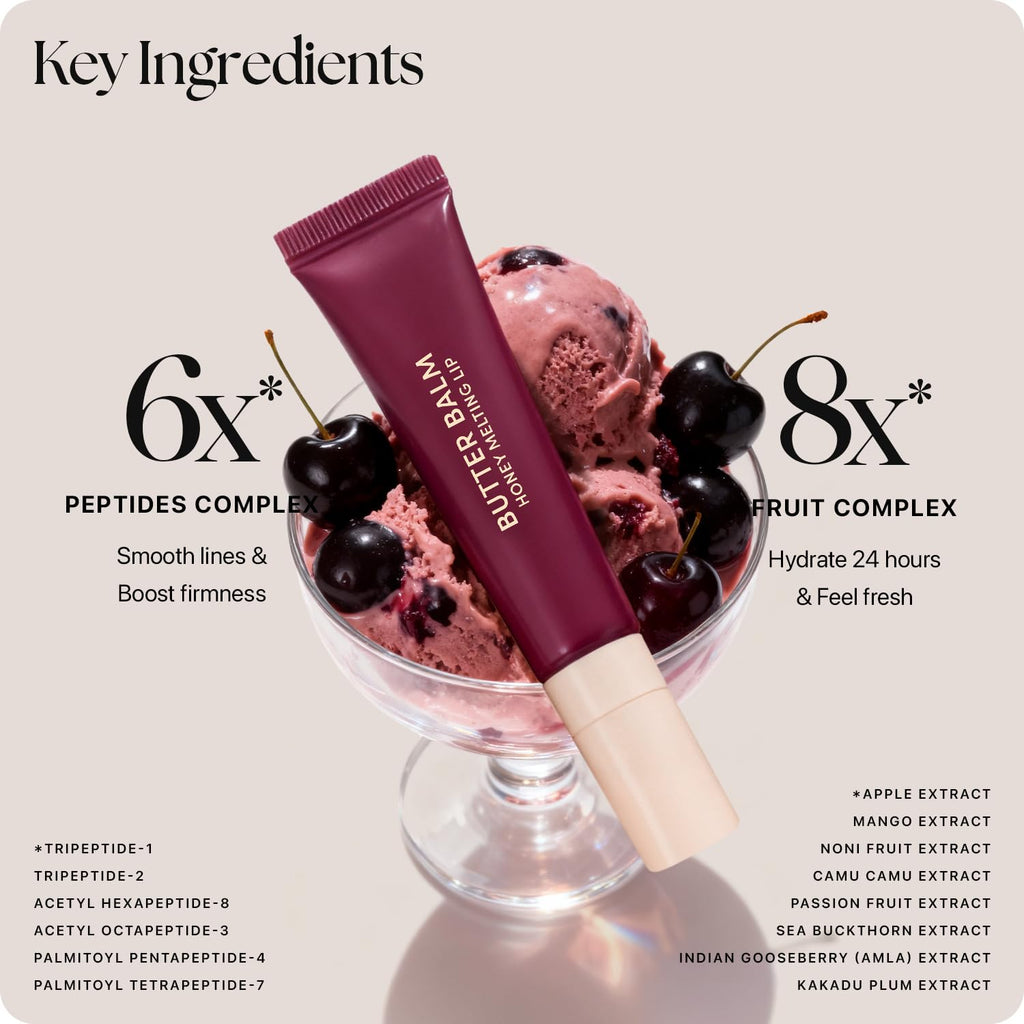 Nature Republic Honey Melting Lip Butter Balm – Hydrating Tinted Balm with Peptides (Black Cherry)
