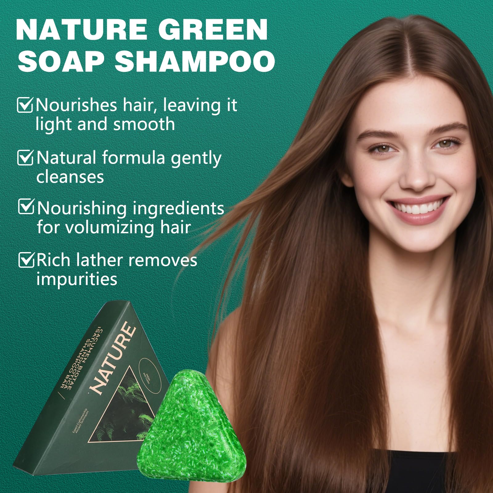 2-Pack Nature Triangle Shampoo Bar with Foaming Nets | Nature Seven Green Hair Care