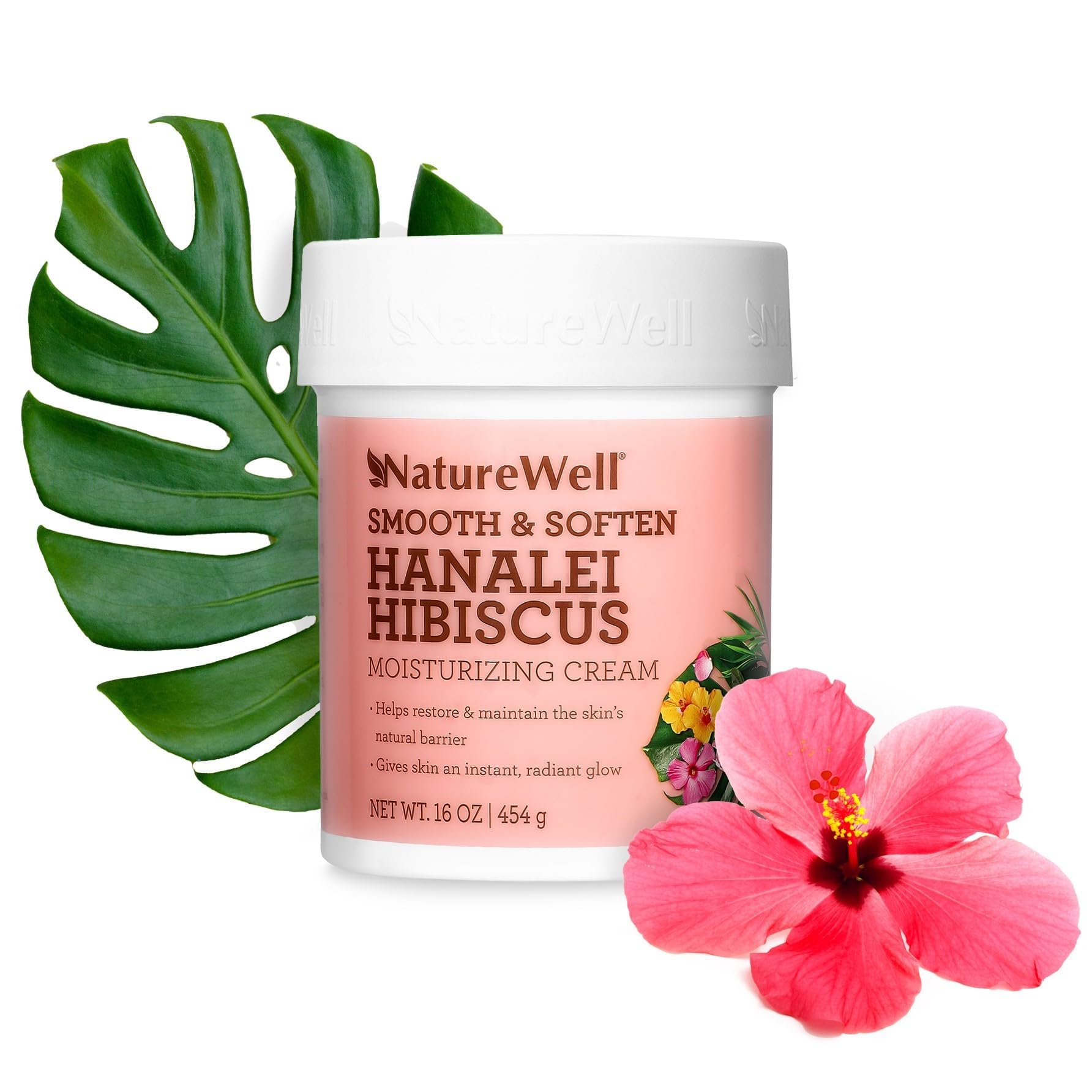 NATURE WELL Hanalei Hibiscus Smooth & Soften Moisturizing Cream For Face & Body – 16 Oz