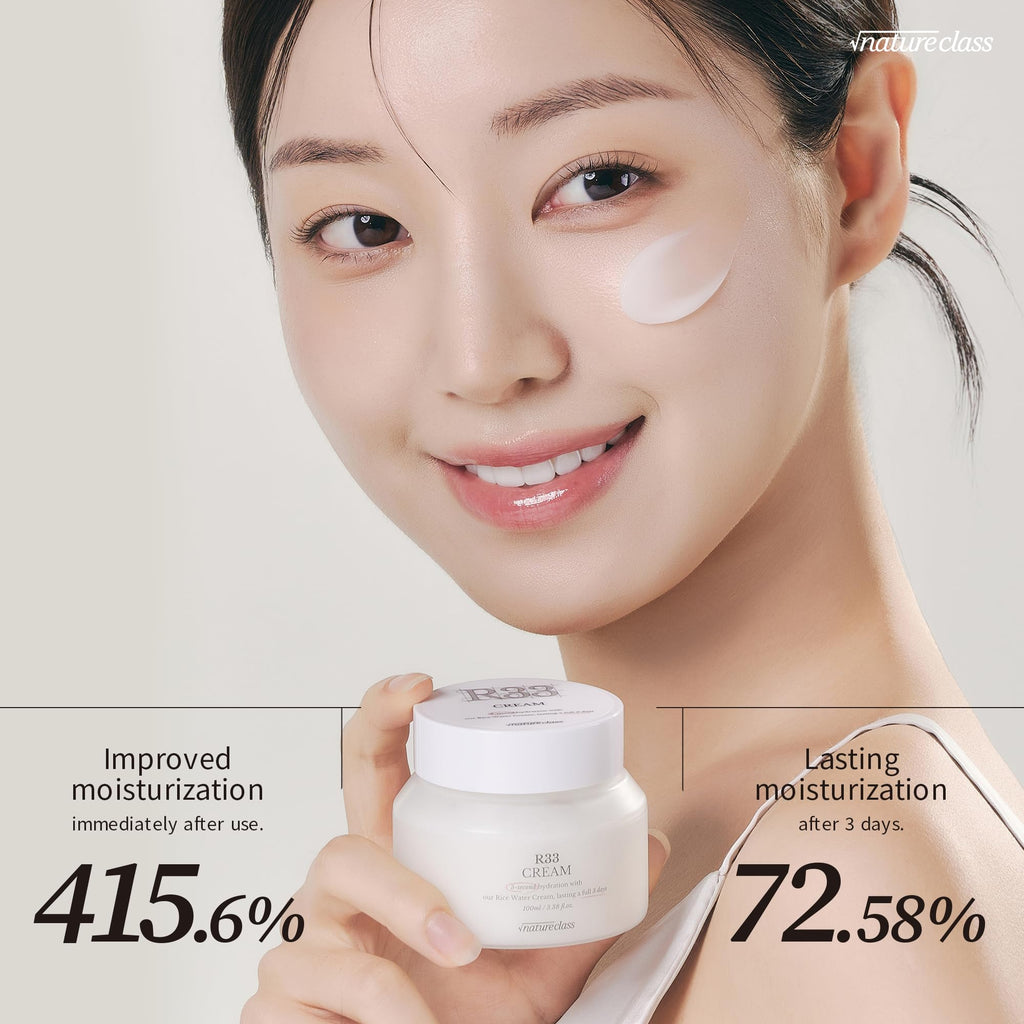NATURECLASS R33 Hydrating Face Moisturizer – Fragrance Free, Hyaluronic Acid, Squalane, Rice Extract, 3.38 oz