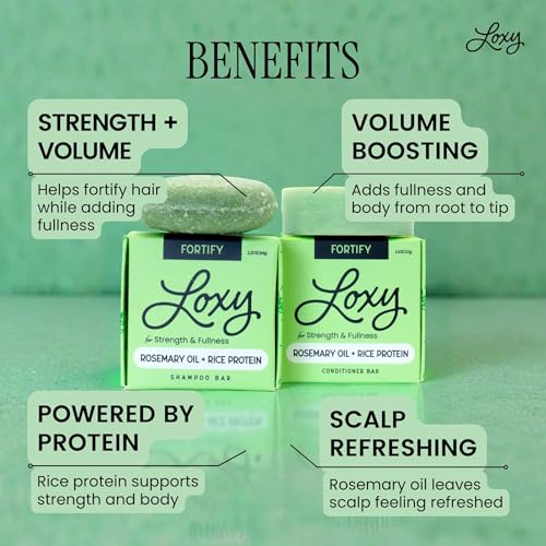 NATURÉL Loxy Fortify Shampoo & Conditioner Bar Set | Rosemary Oil & Rice Protein | Made in USA
