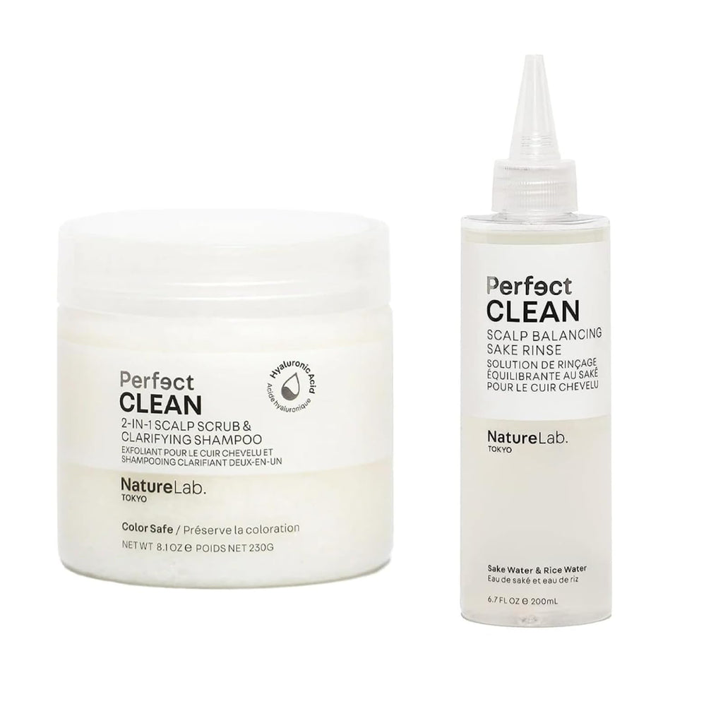 NatureLab.TOKYO Perfect Clean 2-in-1 Scalp Scrub & Balancing Sake Rinse – Clarifying Hair Treatment Duo