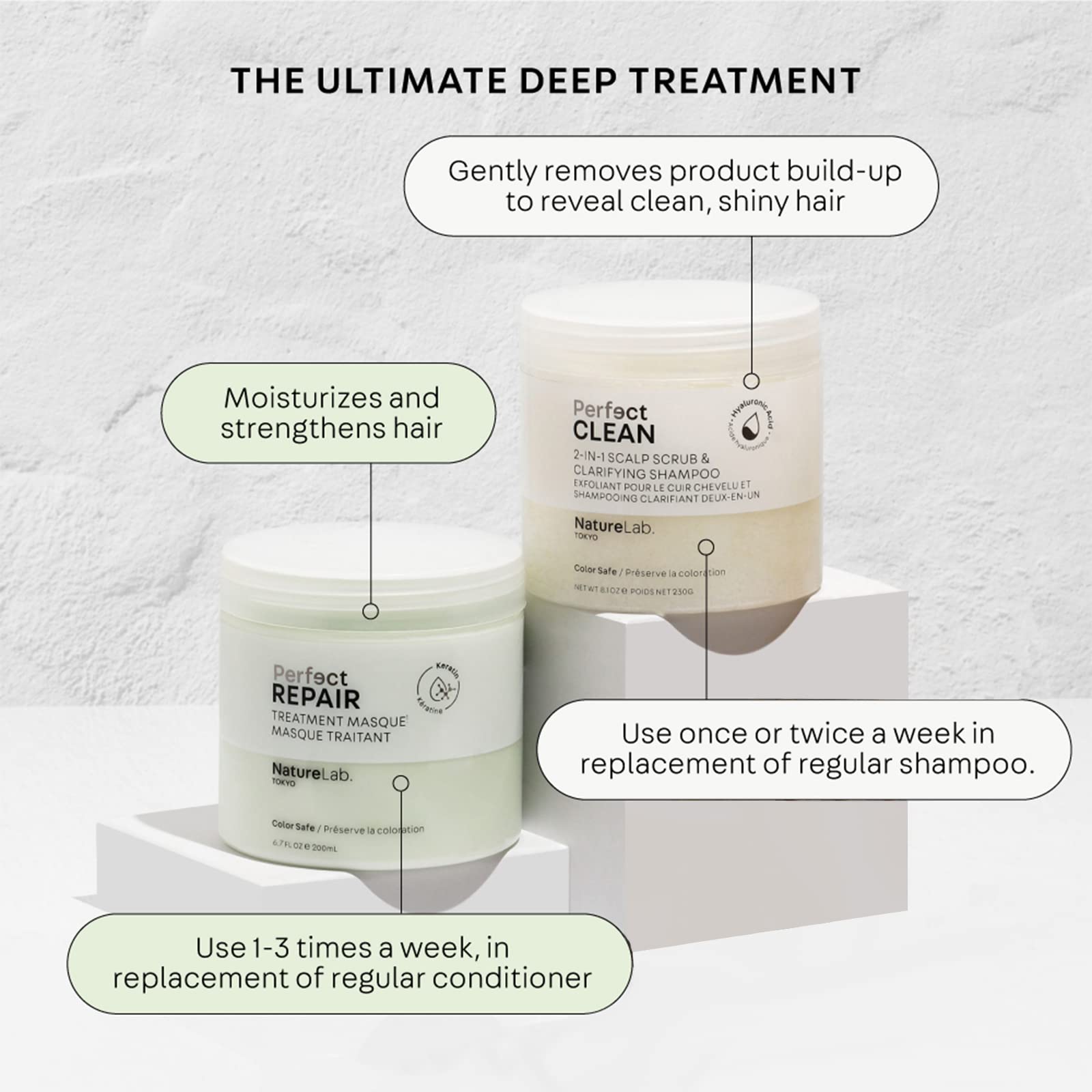 NatureLab.TOKYO Perfect Clean & Repair Duo: 2-in-1 Scalp Scrub & Repair Masque (8.1 oz + 6.7 oz)
