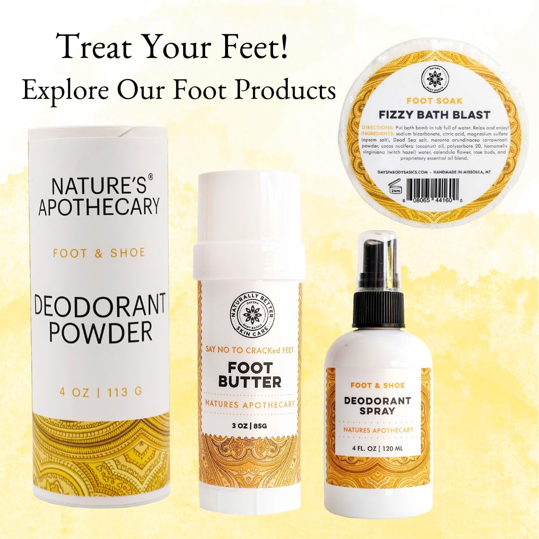 NATURE'S APOTHECARY Foot Butter 3 oz – Hydrate, Protect & Deodorize Feet Naturally | Made in USA