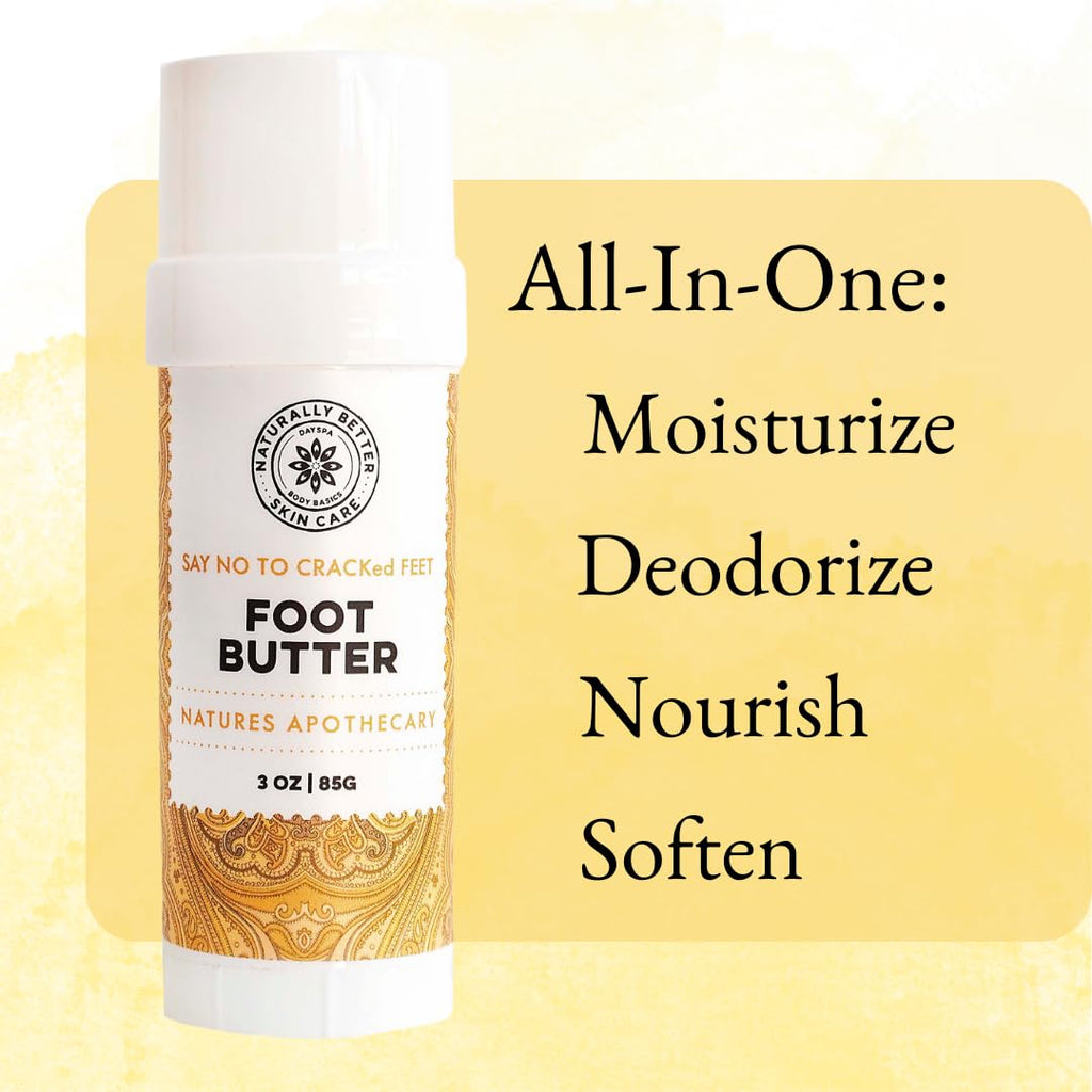 NATURE'S APOTHECARY Foot Butter 3 oz – Hydrate, Protect & Deodorize Feet Naturally | Made in USA