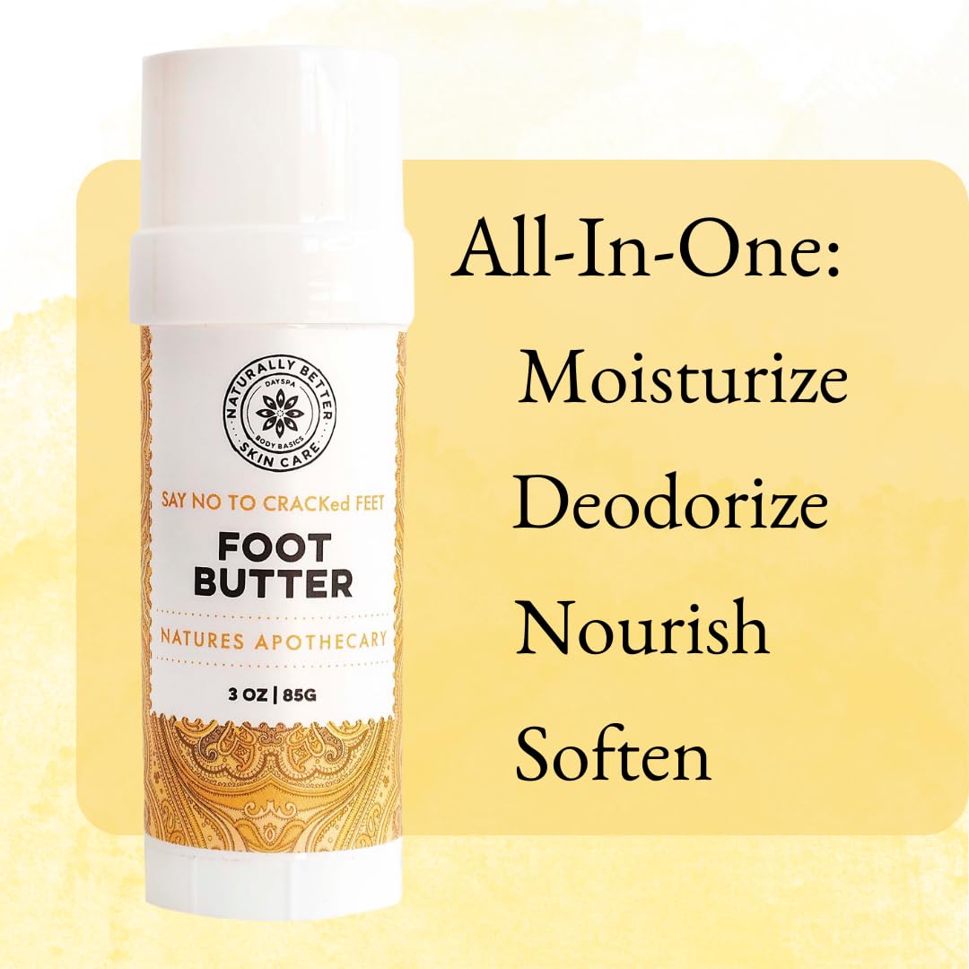 NATURE'S APOTHECARY Foot Butter 3 oz – Hydrate, Protect & Deodorize Feet Naturally | Made in USA