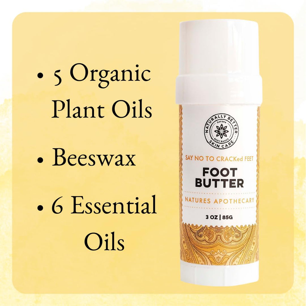 NATURE'S APOTHECARY Foot Butter 3 oz – Hydrate, Protect & Deodorize Feet Naturally | Made in USA