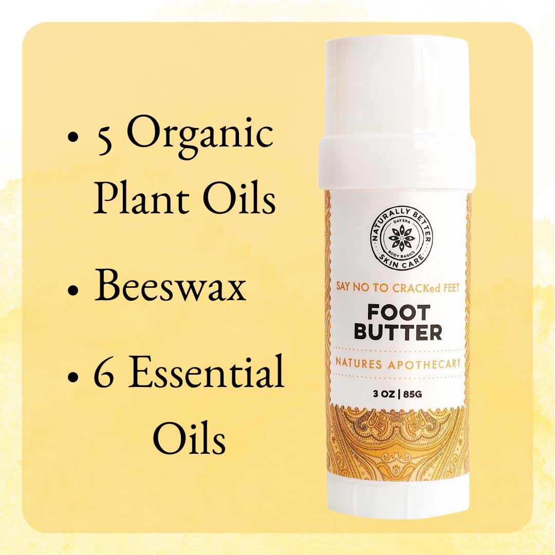 NATURE'S APOTHECARY Foot Butter 3 oz – Hydrate, Protect & Deodorize Feet Naturally | Made in USA
