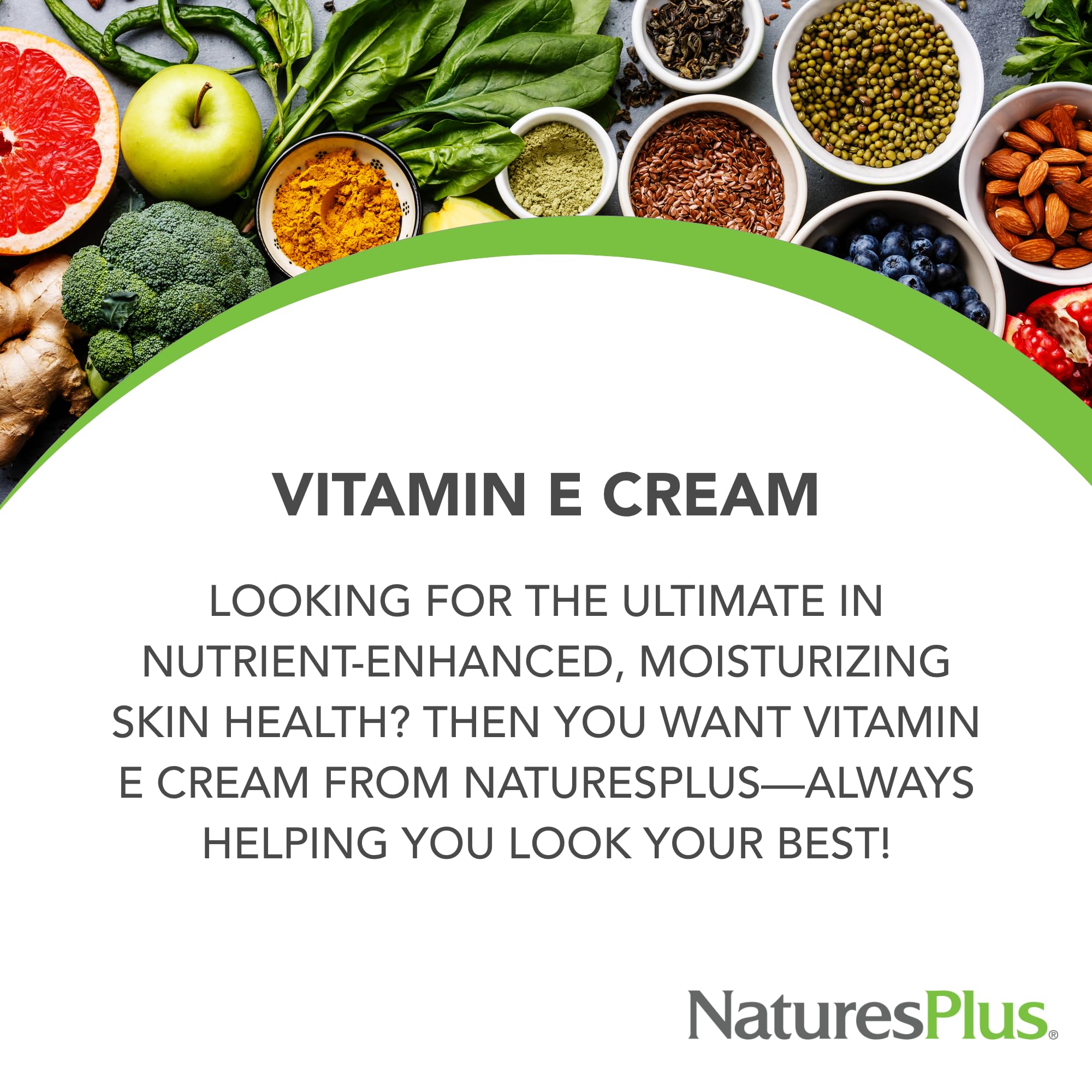 NaturesPlus Vitamin E Cream - 2.2 oz | Face & Body Moisturizer with Aloe, MSM & Vitamins A & D