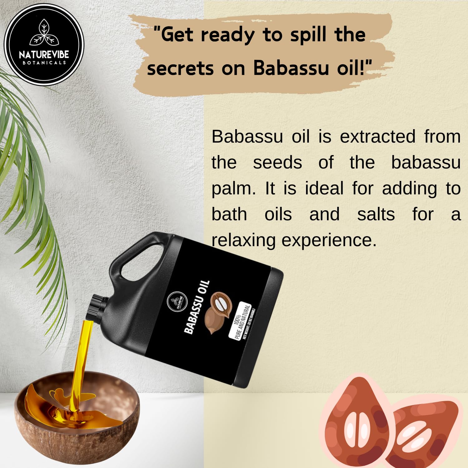 Naturevibe Botanicals Babassu Oil 32 Ounces | 100% Pure & Natural Cold-Pressed
