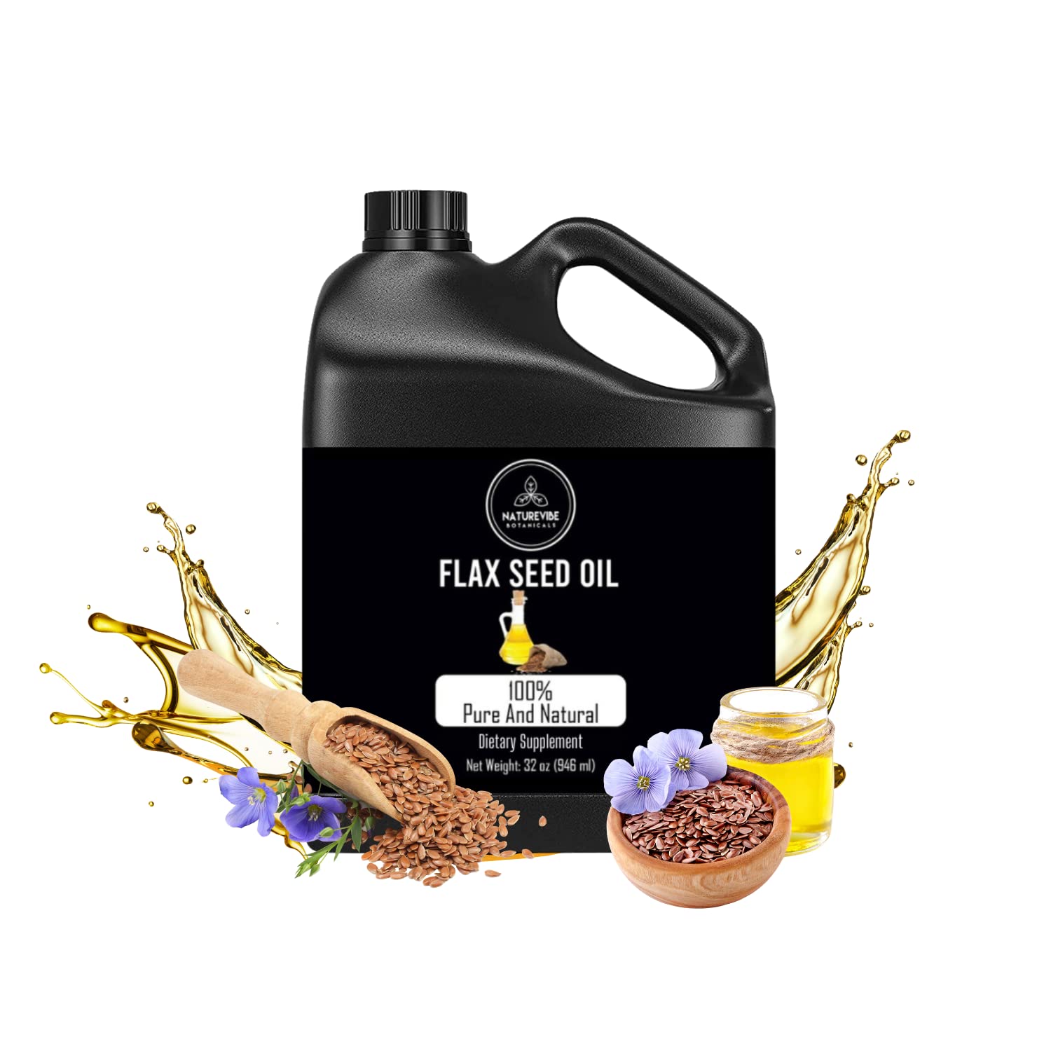 Naturevibe Botanicals Flaxseed Oil 32 oz – Pure & Natural for Skin & Hair