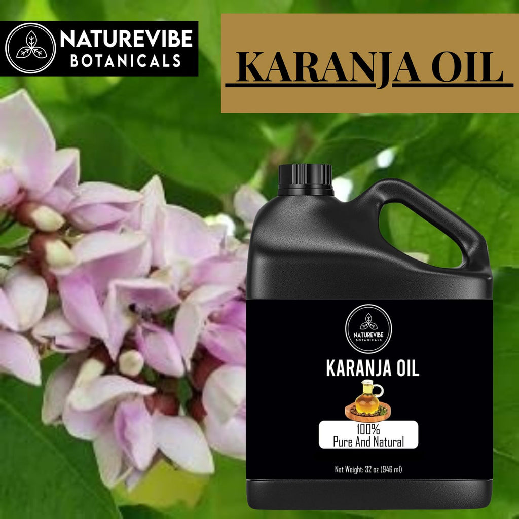 Naturevibe Botanicals Karanja Oil 32oz – 100% Pure & Natural for Skin & Hair Care