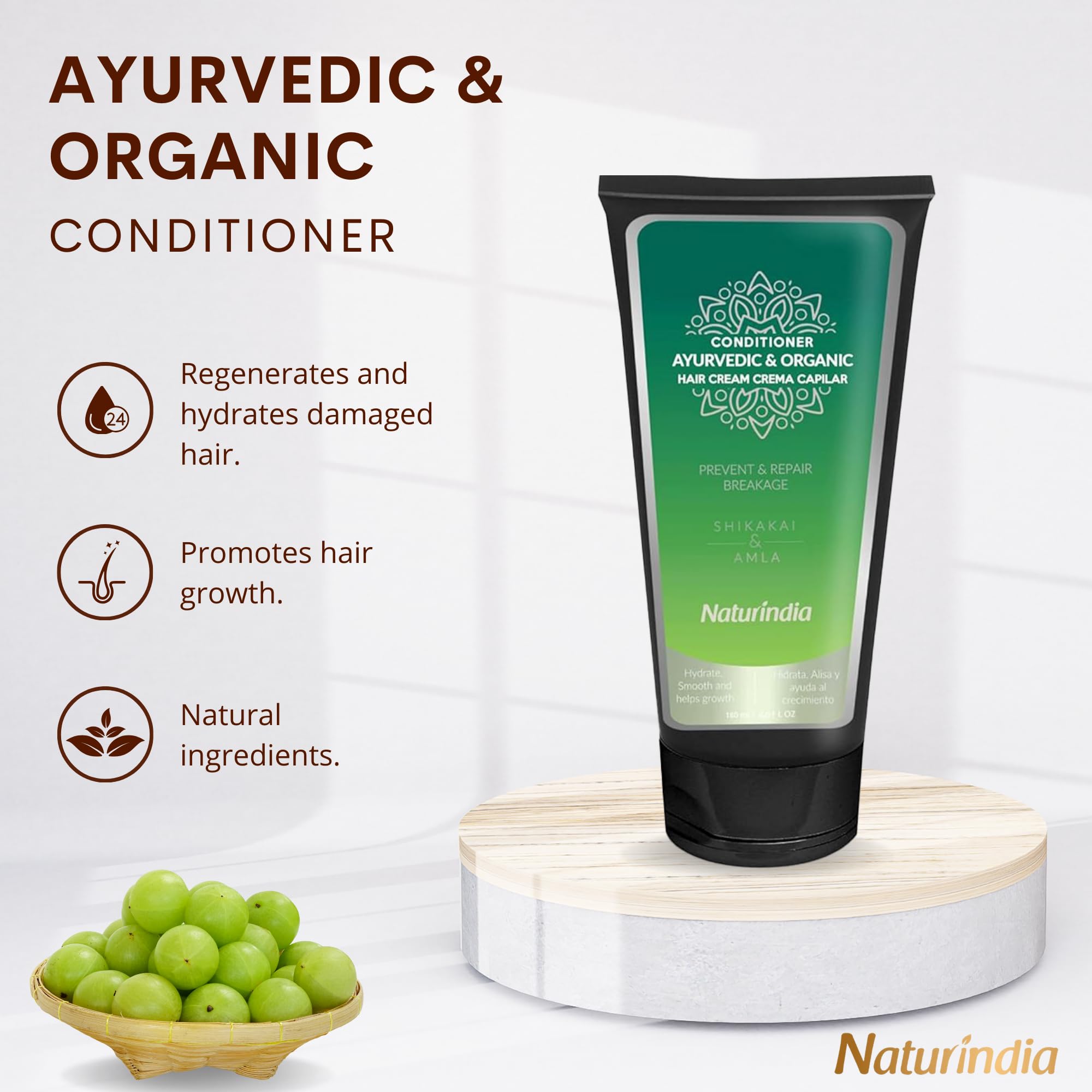 Naturindia Deep Conditioner for Damage Dry Hair – Ayurvedic Aloe, Shikakai & Amla