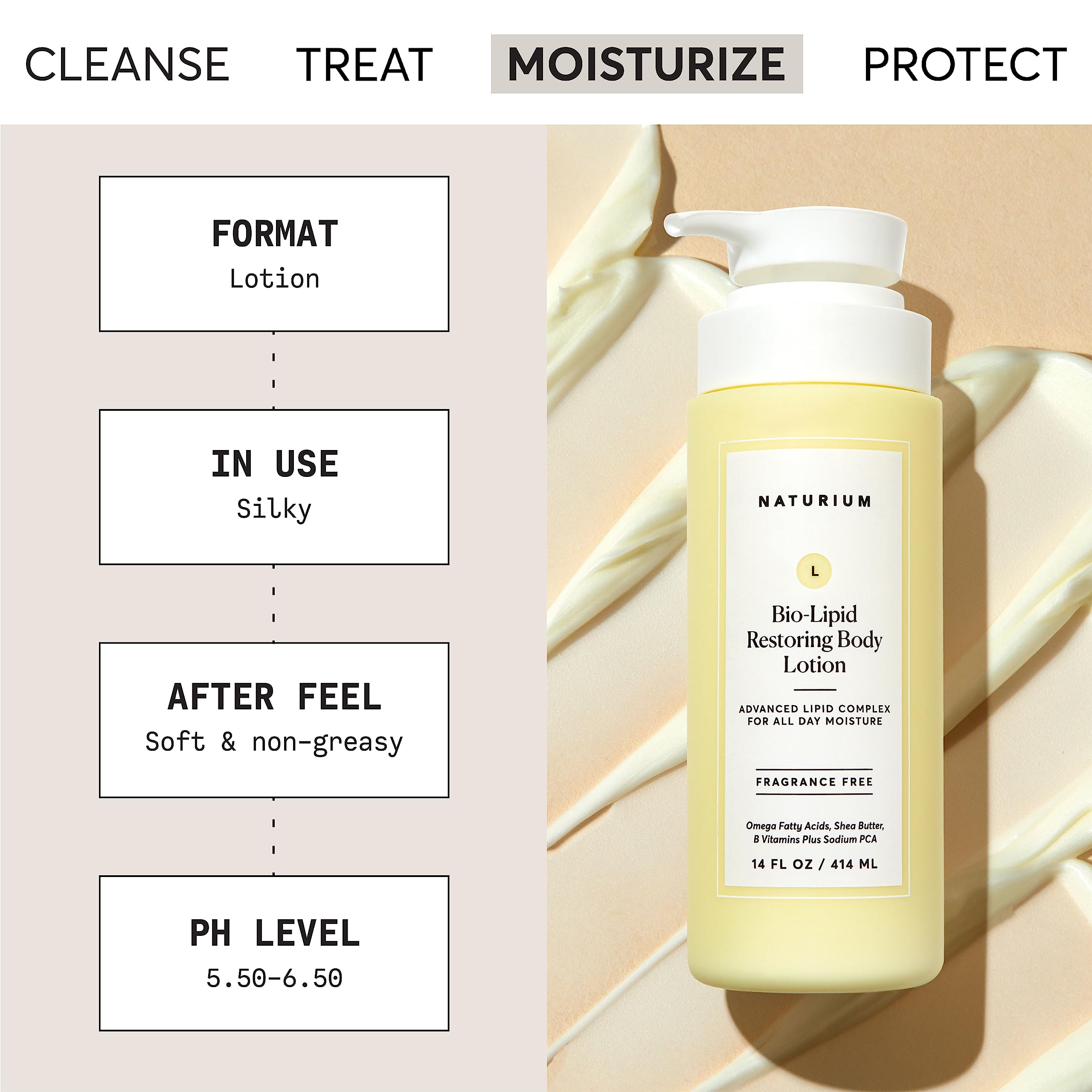 Naturium Bio-Lipid Restoring Moisturizing Body Lotion with Shea Butter – Fragrance Free, 14 oz