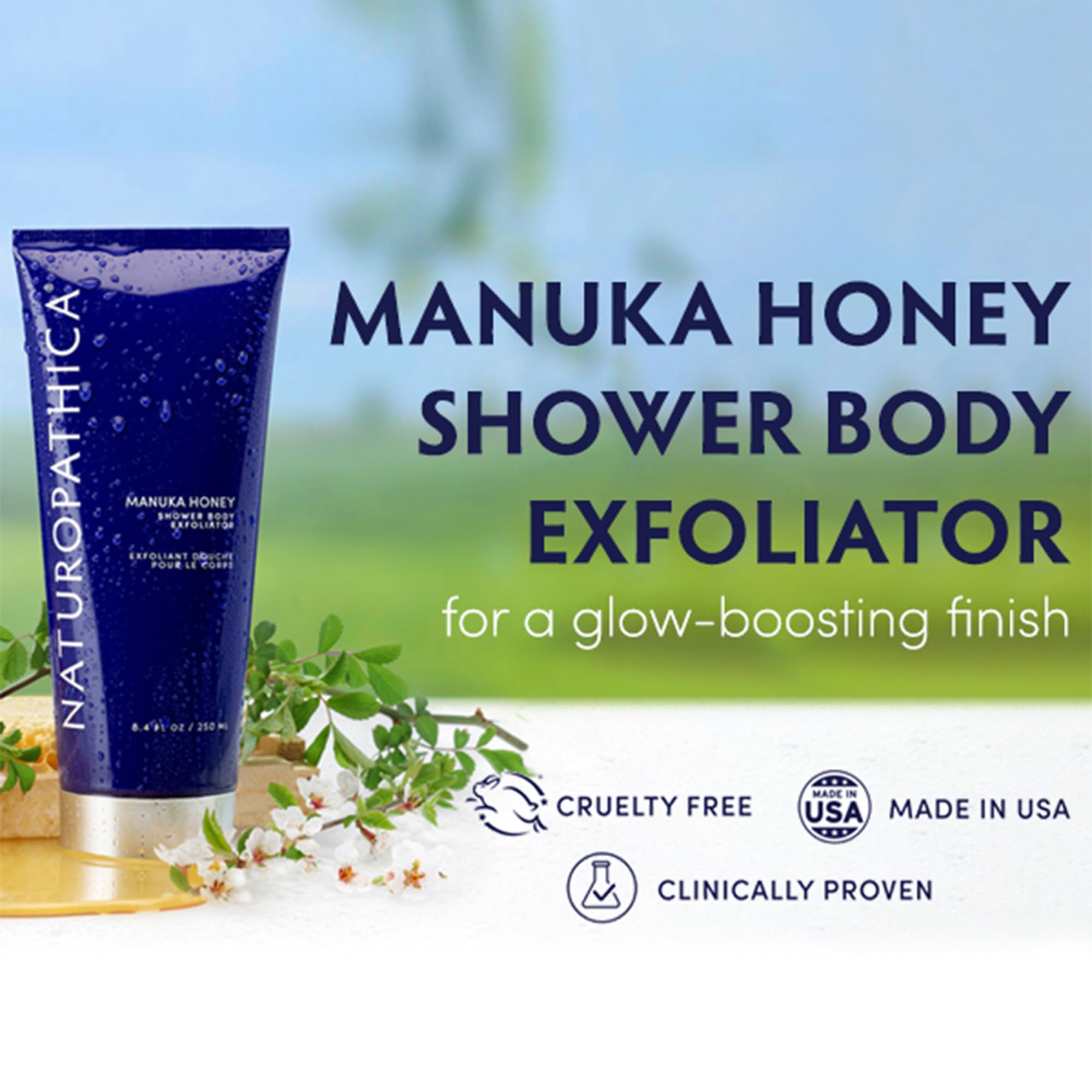 Naturopathica Manuka Honey Shower Exfoliator — Hydrating Body Scrub for All Skin Types