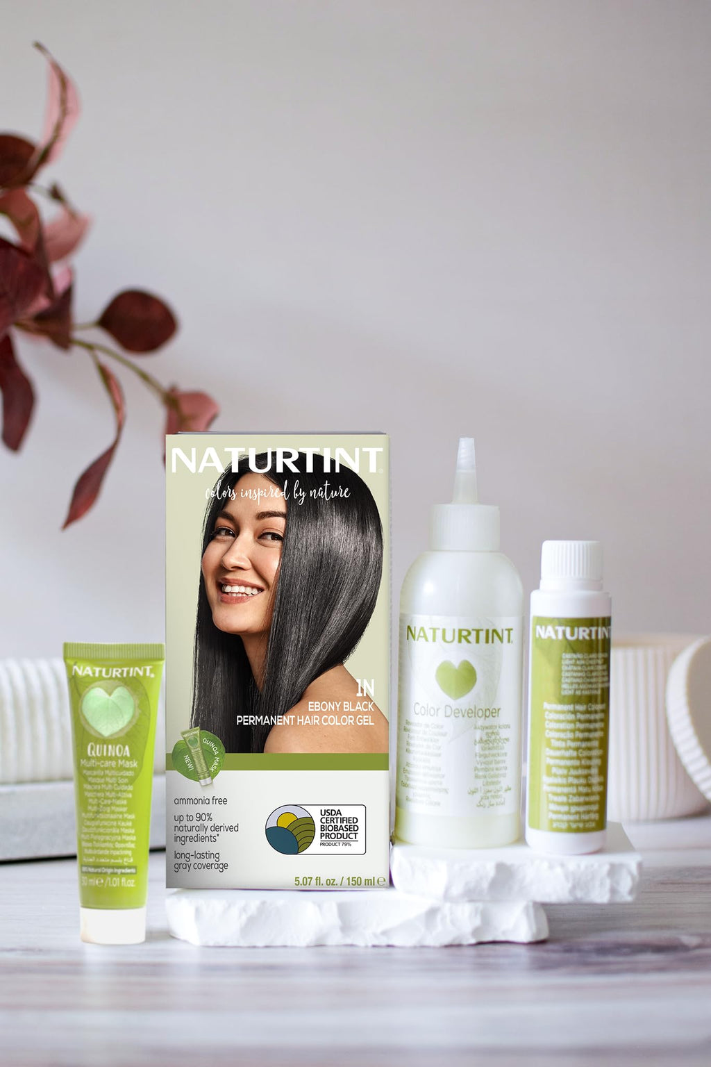 Naturtint 1N Ebony Black Permanent Hair Color — 6-Pack, Ammonia Free, Vegan, Up to 100% Gray Coverage