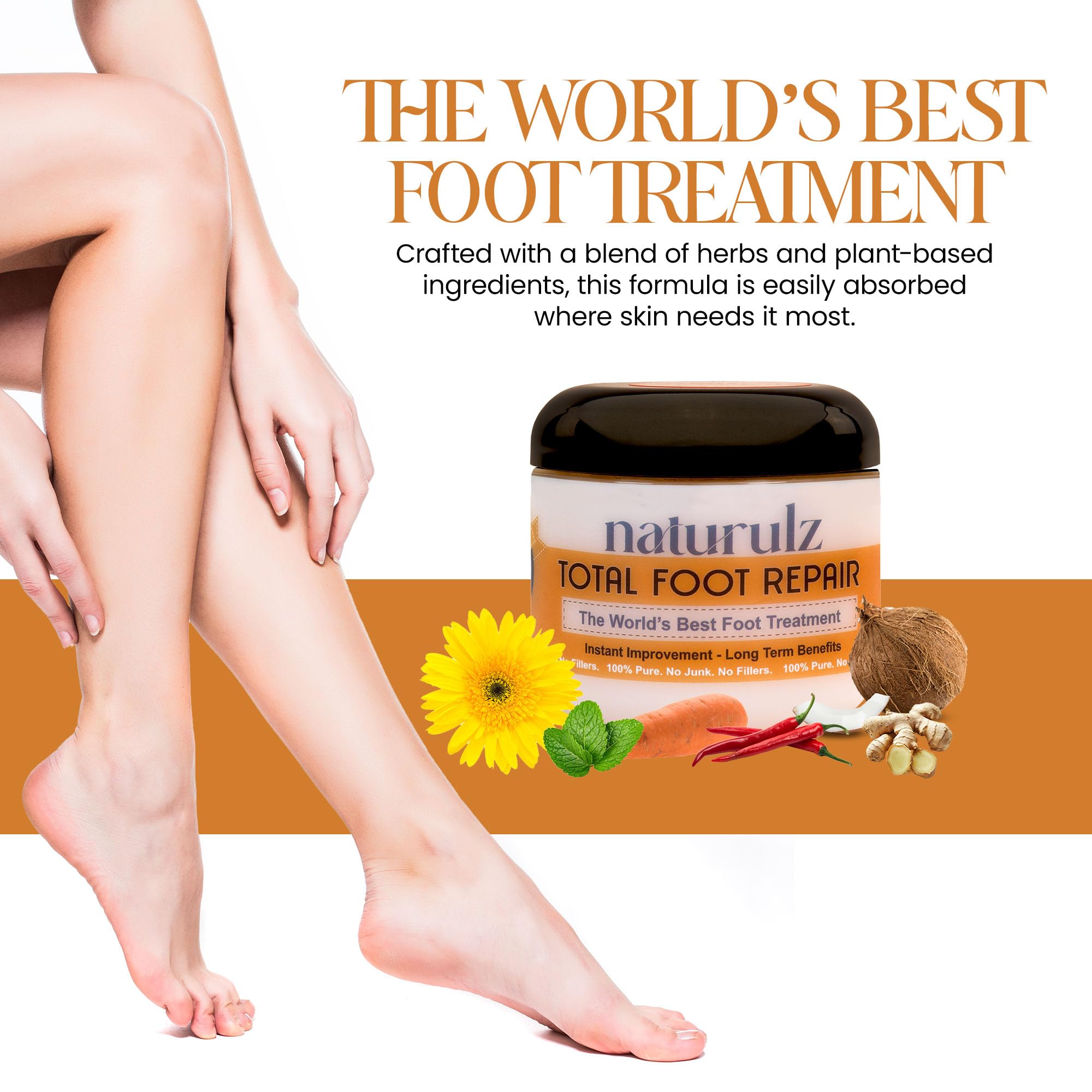 Naturulz Total Foot Repair 4oz – Intensive Moisture Foot Cream for Dry, Rough Skin & Cracked Heels