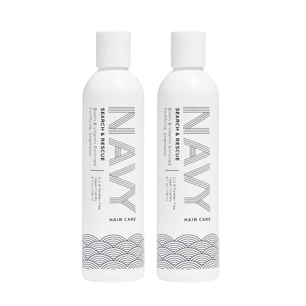 NAVY HAIR CARE Search and Rescue Shampoo | Biotin & Rosemary Oil Enriched for Hair Growth | Paraben Free | 8 oz (Pack of 2)
