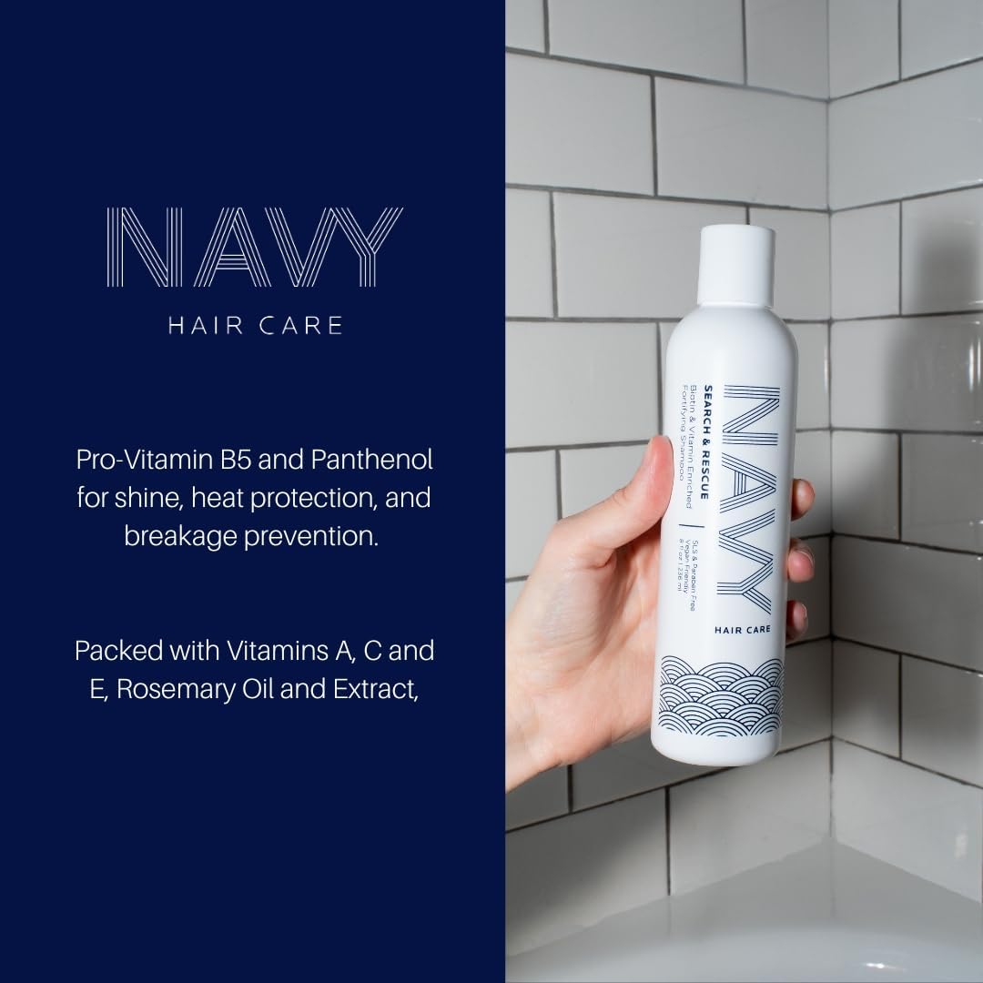 NAVY HAIR CARE Search and Rescue Shampoo | Biotin & Rosemary Oil Enriched for Hair Growth | Paraben Free | 8 oz (Pack of 2)