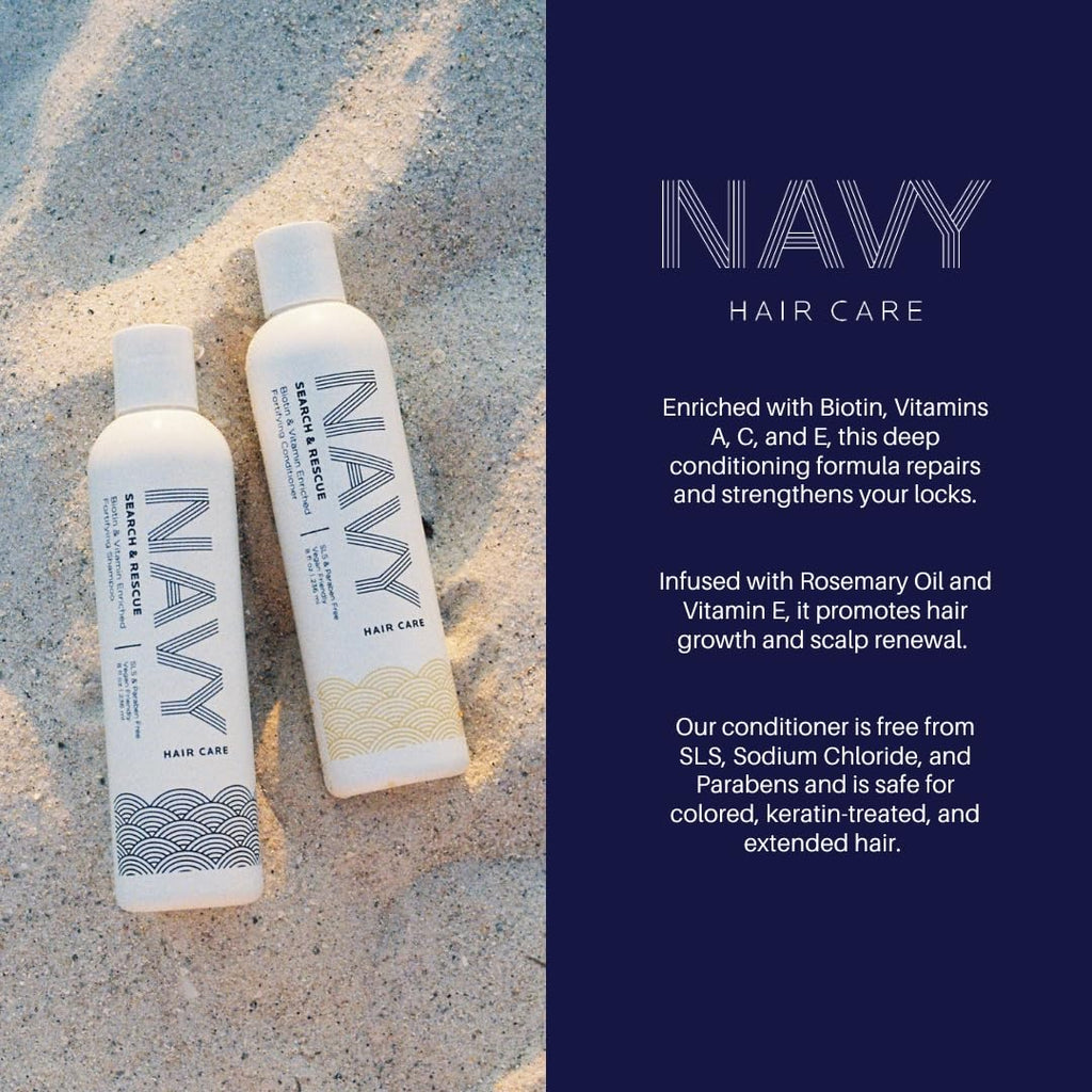 NAVY Hair Care Search and Rescue Shampoo & Conditioner Set – Biotin & Rosemary for Hair Growth | All Hair Types | SLS & Paraben Free | 8 oz (Set of 2)