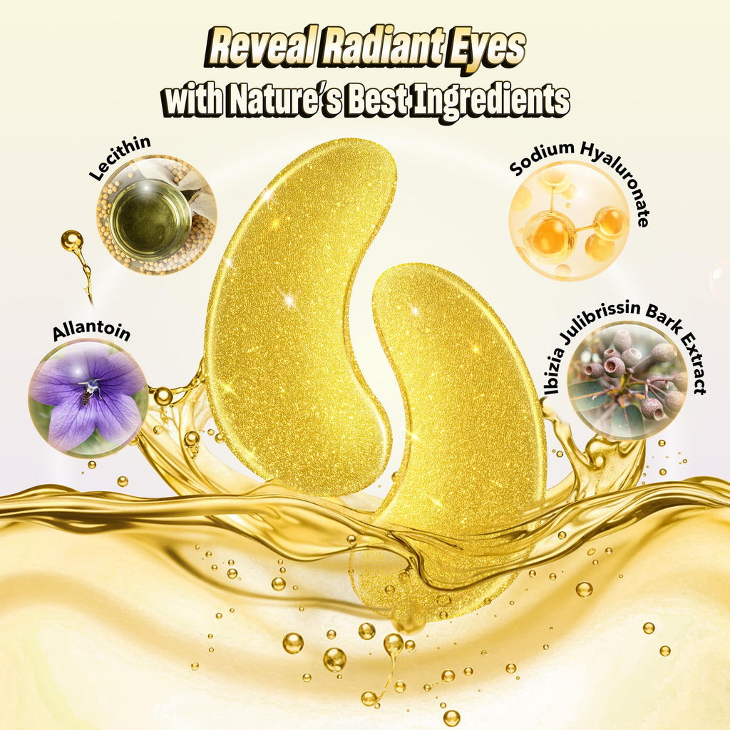 NAZANO 102 Pcs 24K Gold Under Eye Patches with Hyaluronic Acid – Hydrating Eye Care Pads