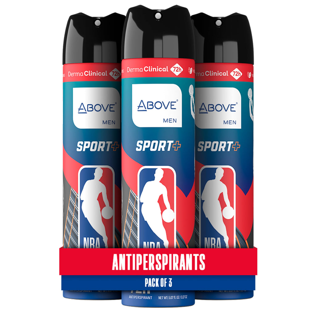 NBA Above SPORT PLUS Antiperspirant Deodorant Spray – 3-Pack | 72H Sweat & Odor Protection | Dry Spray