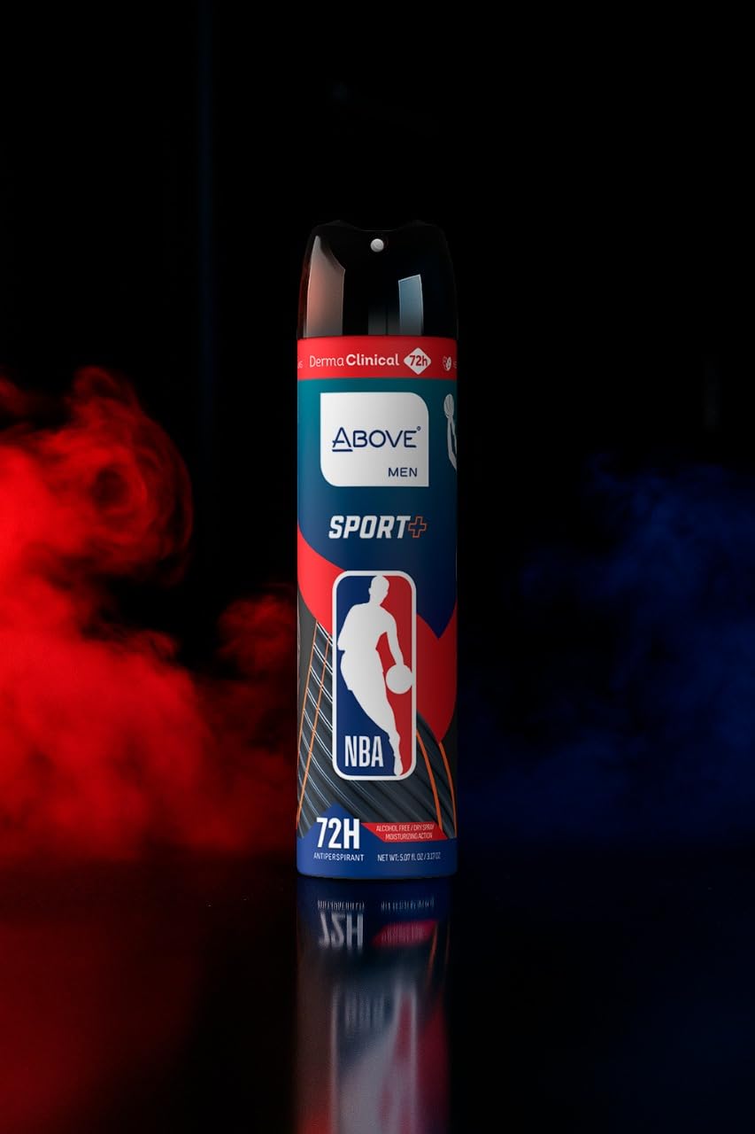 NBA Above SPORT PLUS Antiperspirant Deodorant Spray – 3-Pack | 72H Sweat & Odor Protection | Dry Spray