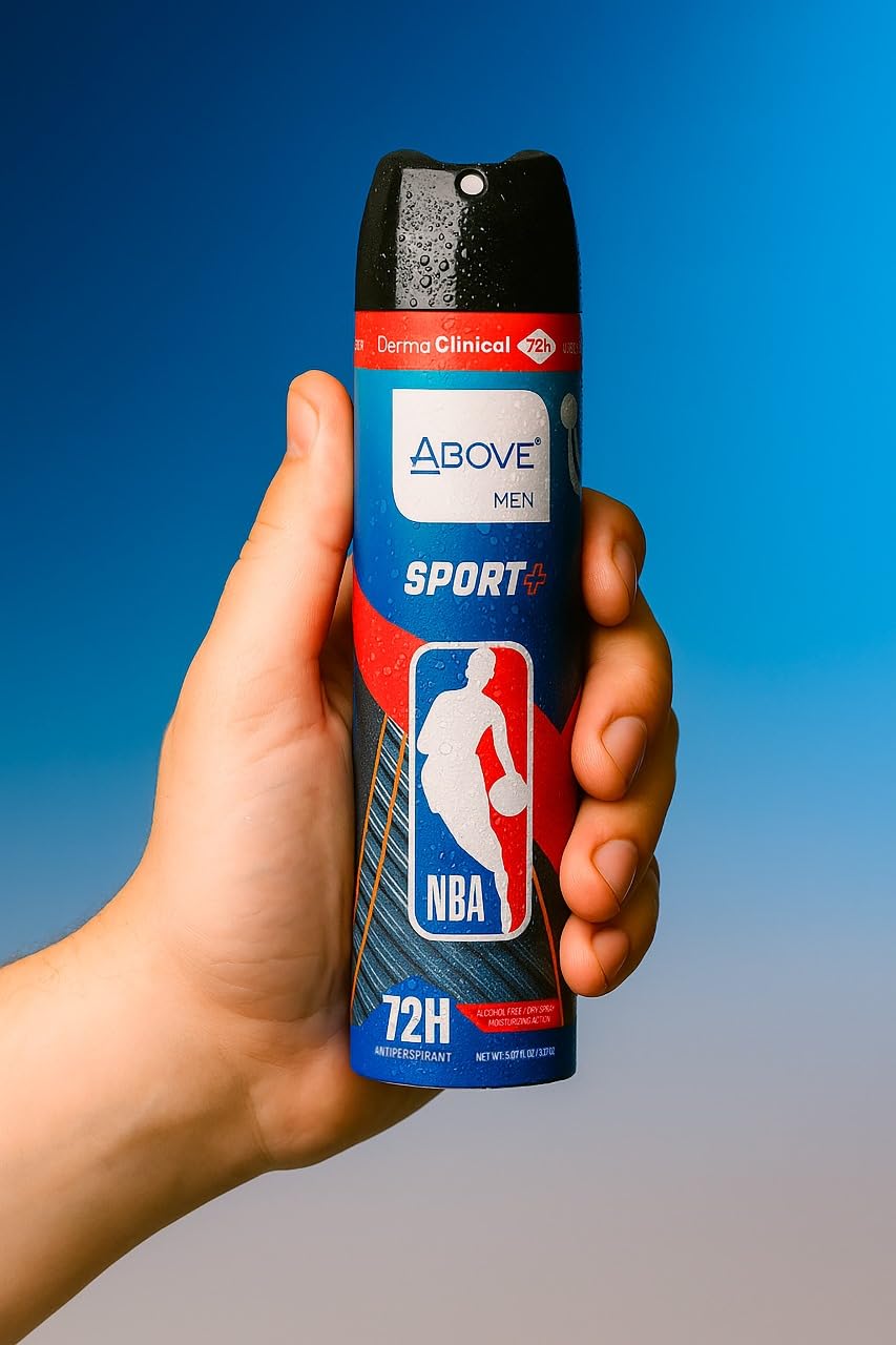 NBA Above SPORT PLUS Antiperspirant Deodorant Spray – 3-Pack | 72H Sweat & Odor Protection | Dry Spray