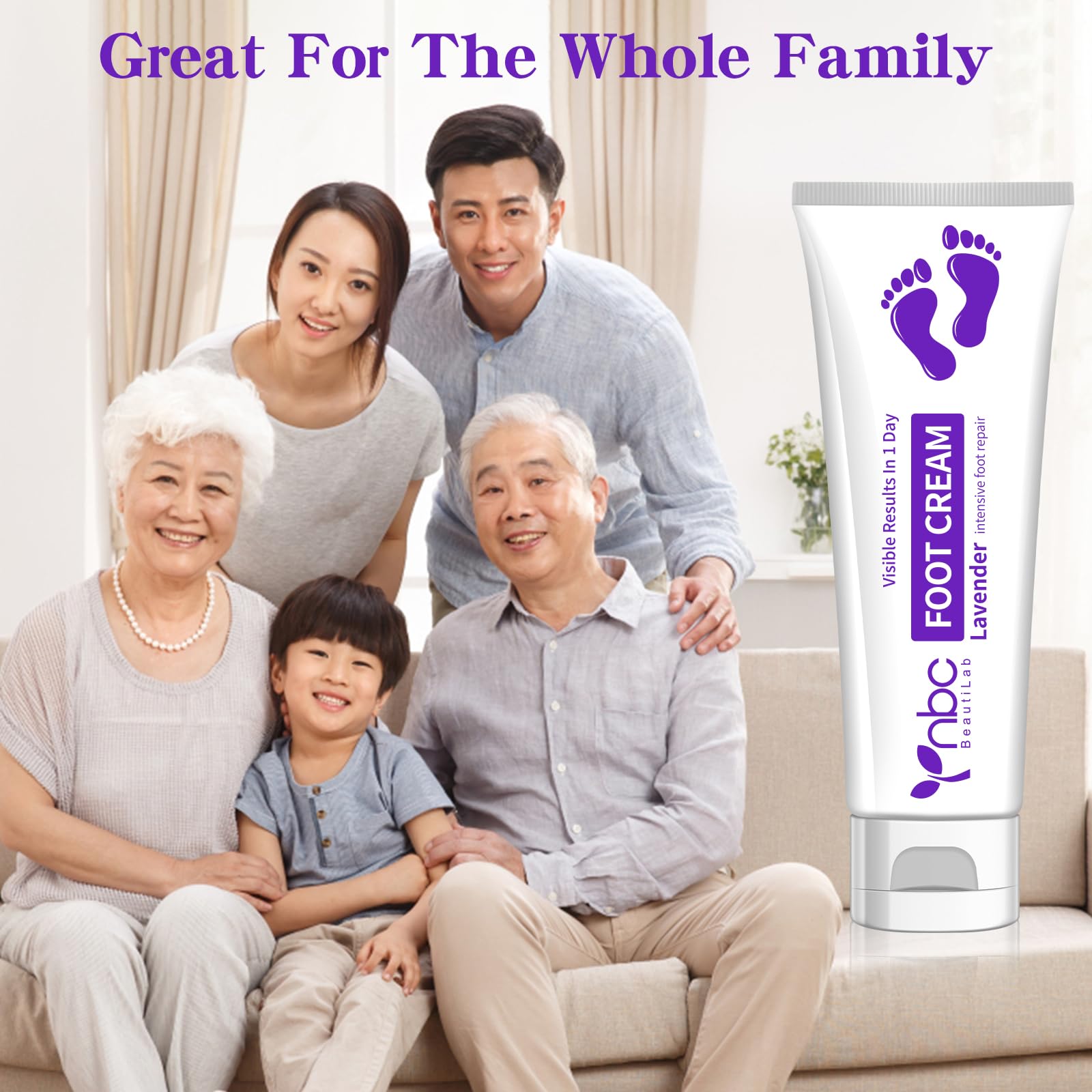 NBC BeautiLab Foot Callus Remover & Hand & Foot Cream – 80ml Lavender, Deep Hydration for Dry Skin