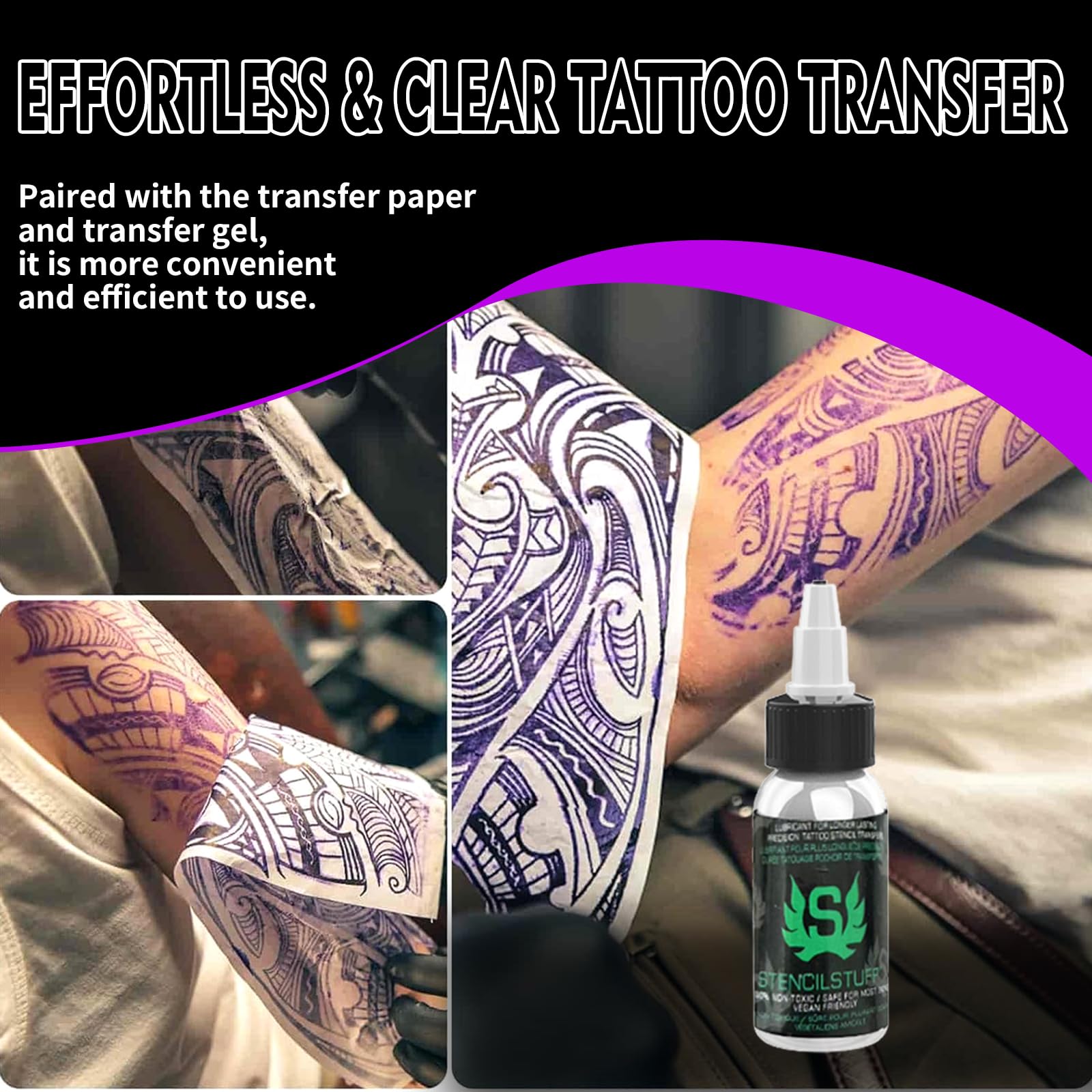 NBTA2 Tattoo Kit: Wireless Gun with 2 Batteries & Complete Set for Beginners (Purple)