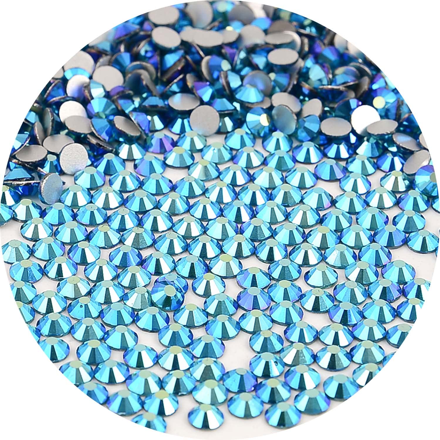 NCB Nancybeads 1500pcs Blue Zircon AB Flat-Back Glass Nail Art Rhinestones SS20