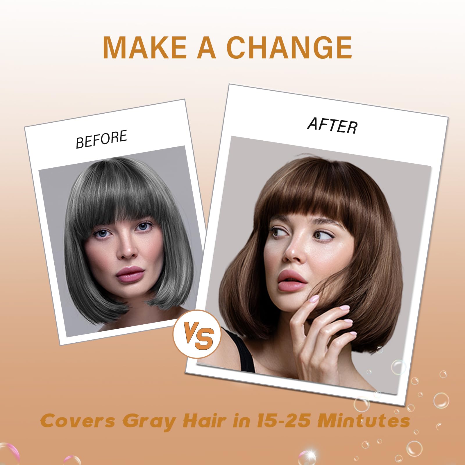 NCEPROHR Brown Hair Dye Shampoo – Instant Gray Coverage in Minutes, 3-in-1 Color, Shampoo & Conditioner