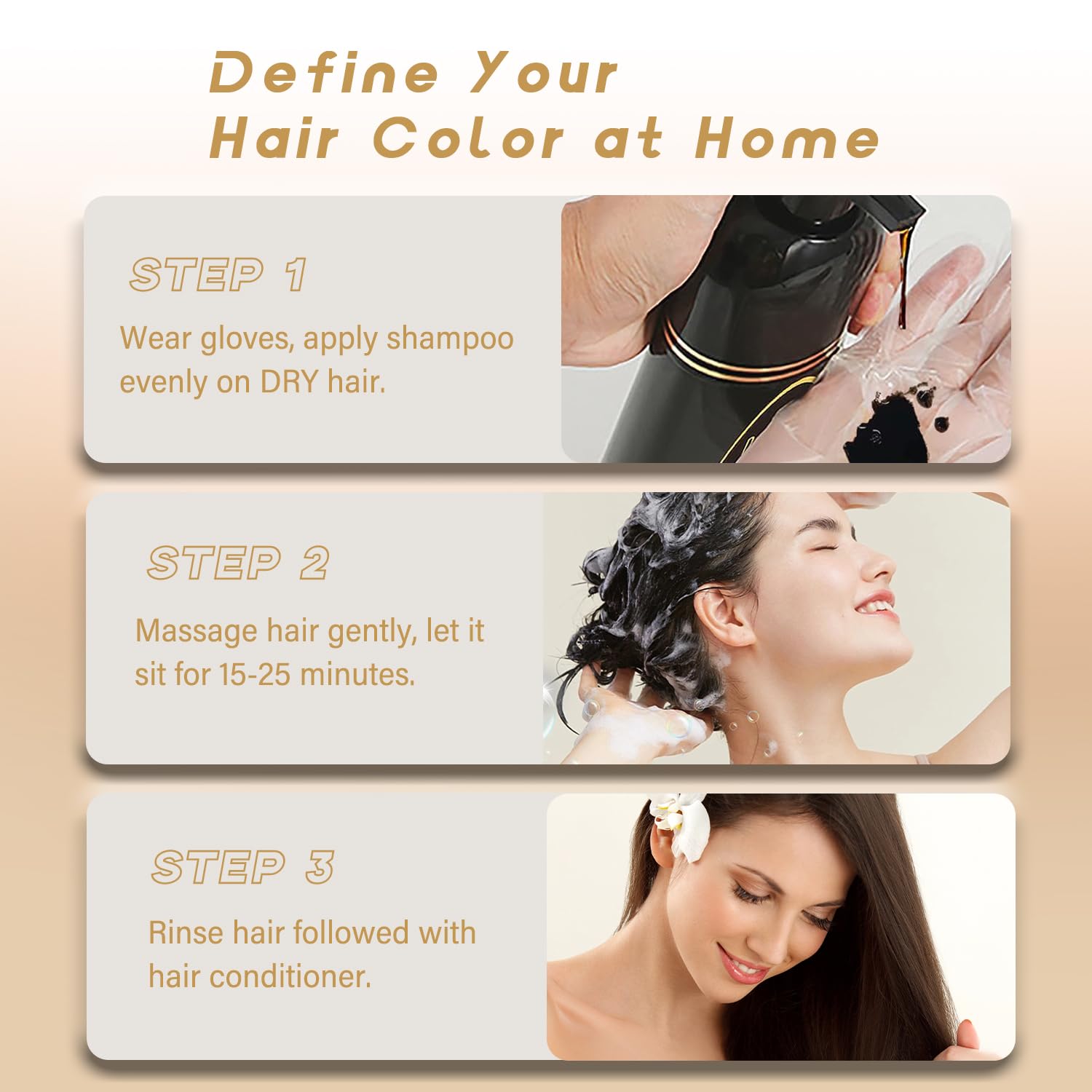 NCEPROHR Brown Hair Dye Shampoo – Instant Color, Gray Coverage in Minutes | 16.9 oz