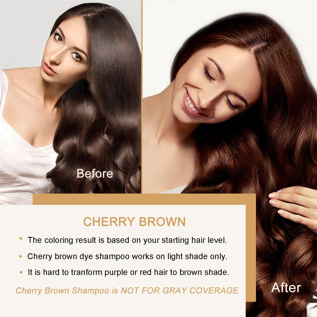 NCEPROHR Brown Hair Dye ShampooCherry Brown – 16.9 oz Color in Minutes | 3-in-1 Hair Dye, Shampoo & Conditioner