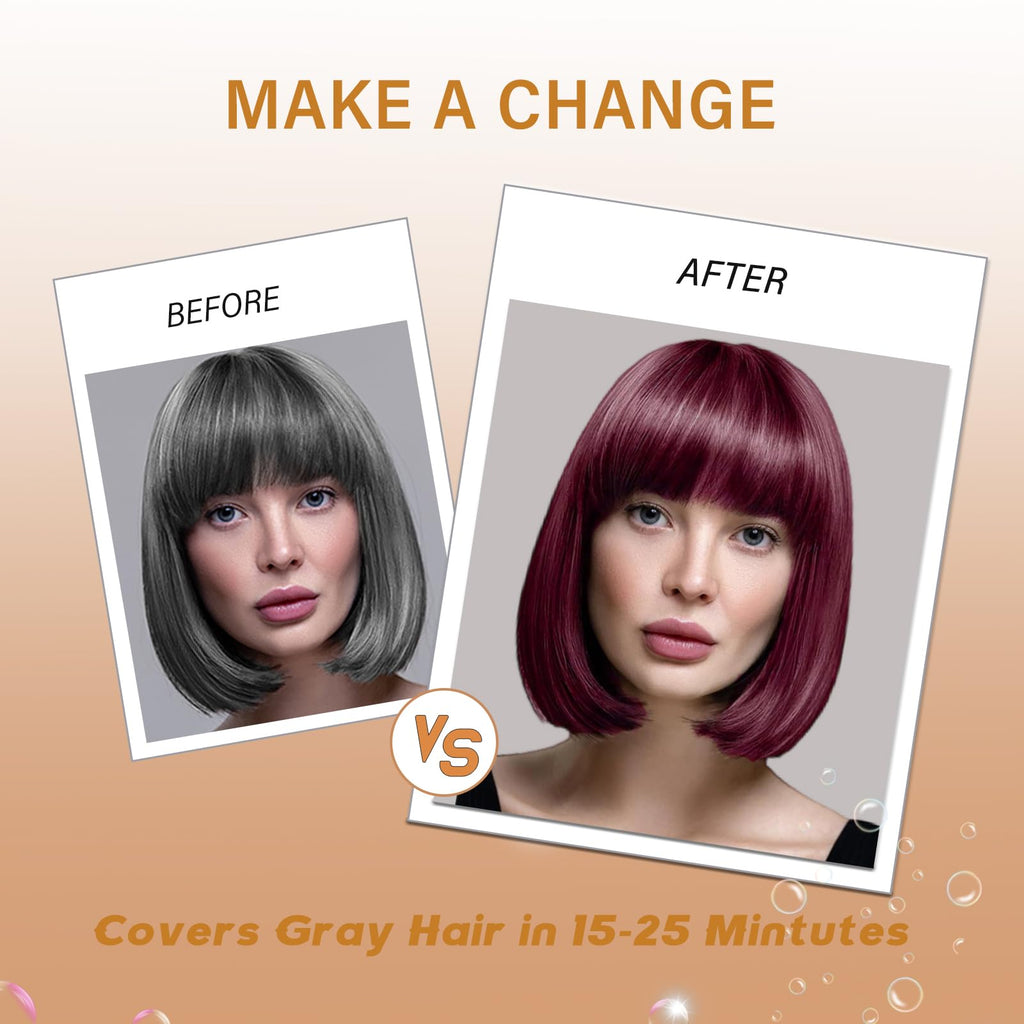 NCEPROHR Red Hair Dye Shampoo - Instant Color & Gray Coverage in Minutes (Burgundy, Long-Lasting)