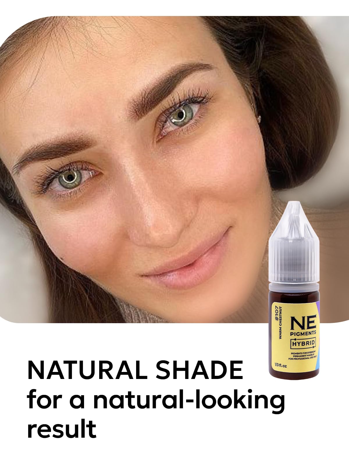 NE PIGMENTS #107 Warm Chestnut – Microblading Ink for Eyebrows by Elena Nechaeva