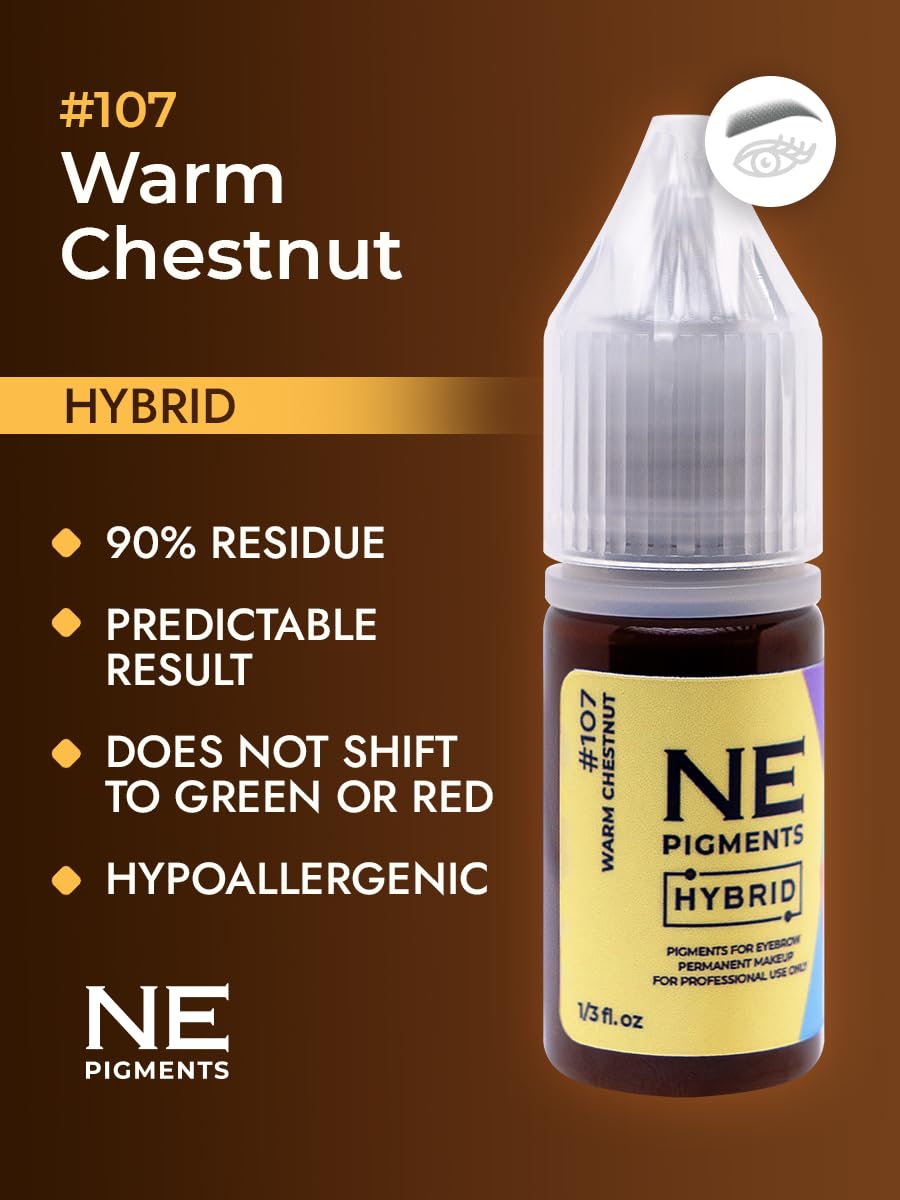 NE PIGMENTS #107 Warm Chestnut – Microblading Ink for Eyebrows by Elena Nechaeva