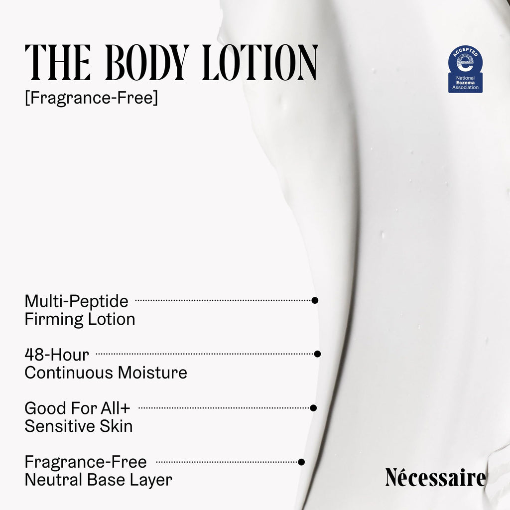 Nécessaire Fragrance-Free Body Lotion | Multi-Peptide Moisturizer with 2.5% Niacinamide, Non-Greasy (200 ml)