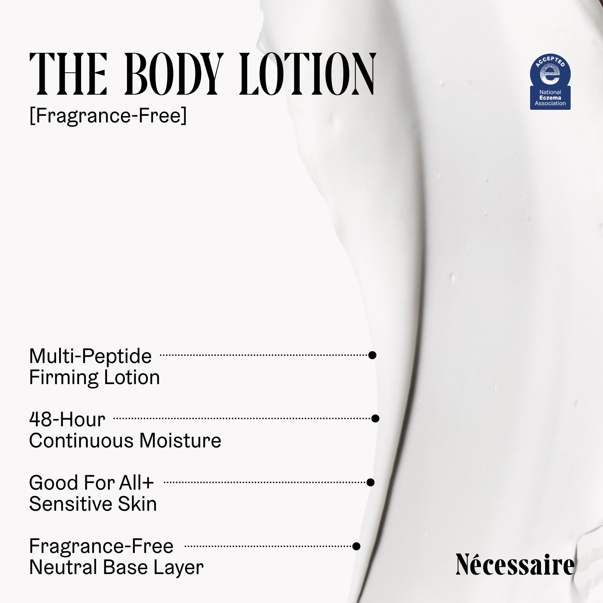 Nécessaire Fragrance-Free Body Lotion | Multi-Peptide Moisturizer with 2.5% Niacinamide, Non-Greasy (200 ml)