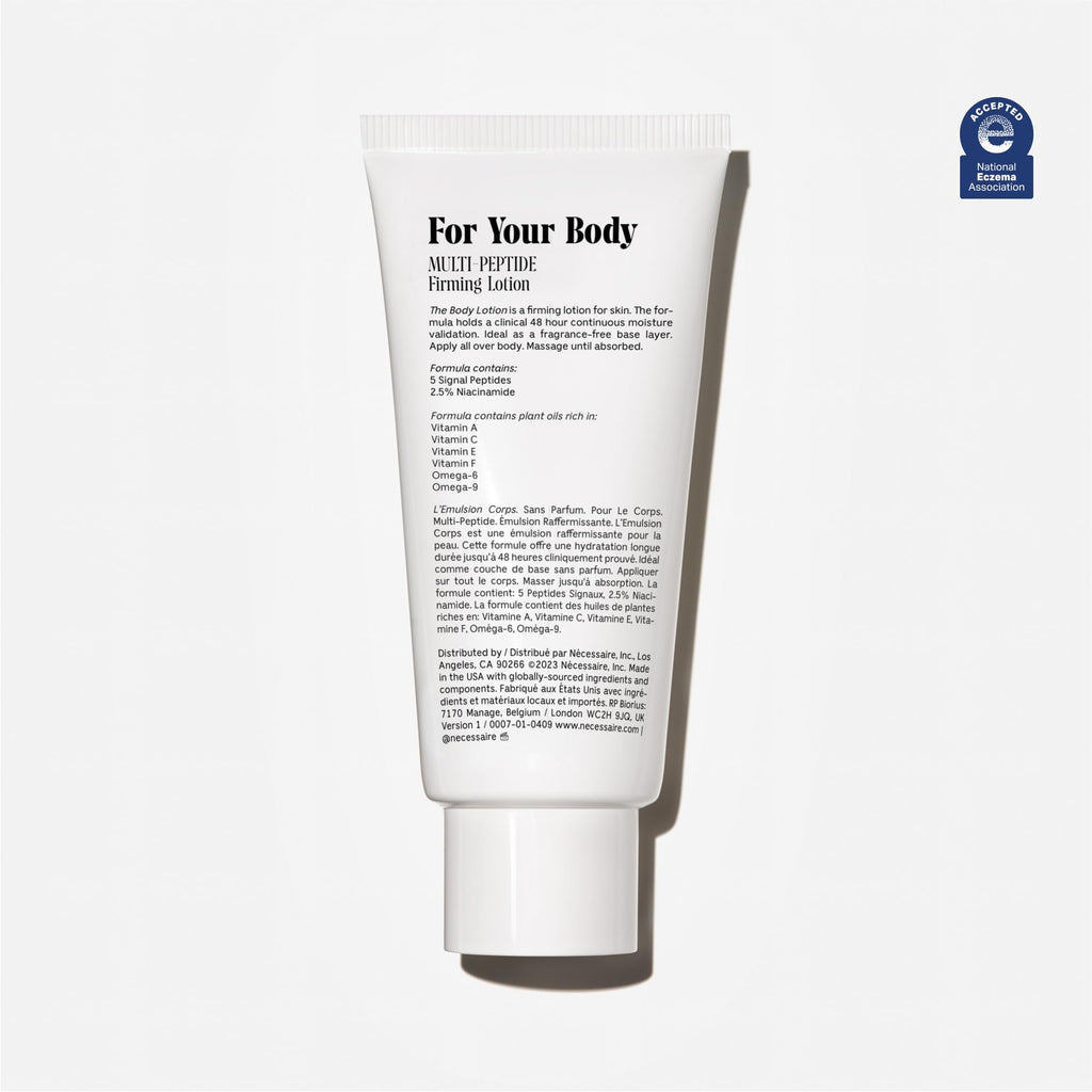 Nécessaire Fragrance-Free Body Lotion | Multi-Peptide Moisturizer with 2.5% Niacinamide, Non-Greasy (200 ml)