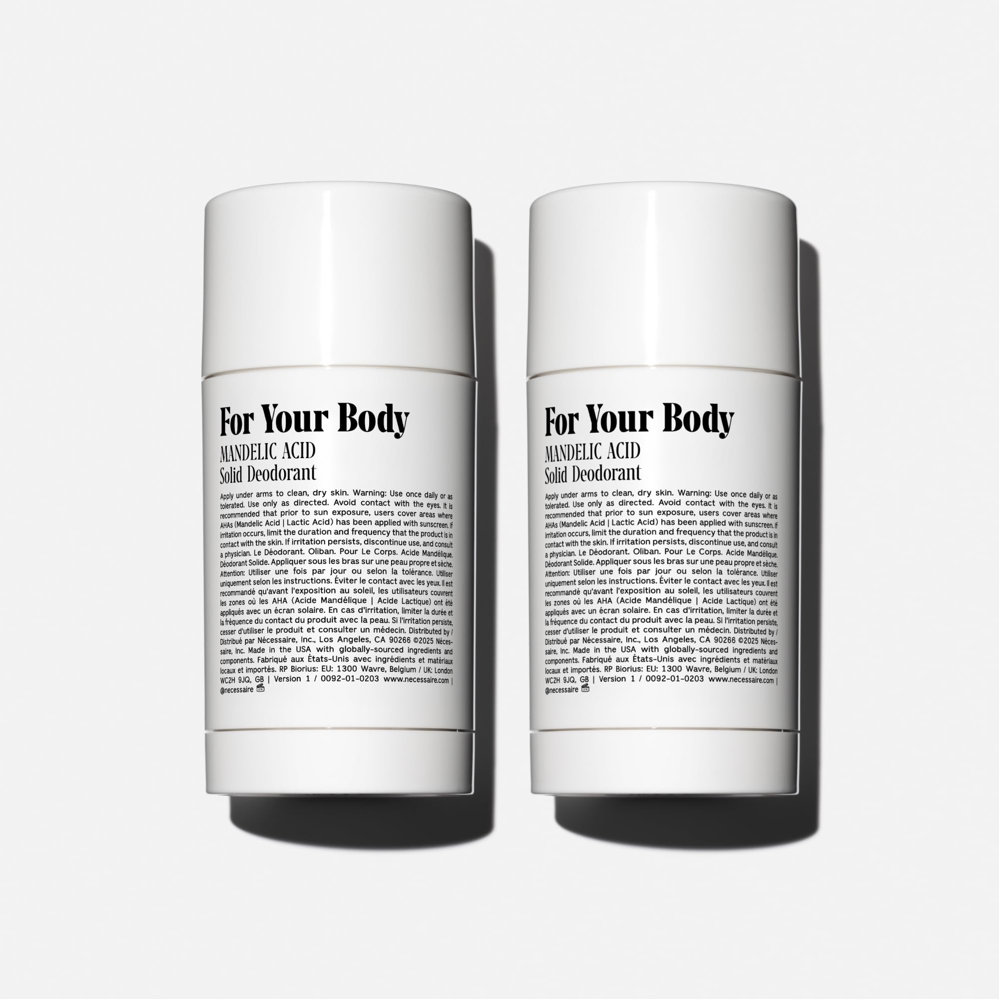 Nécessaire Fragrance-Free Deodorant | Aluminum-Free, Mandelic Acid, Extra Strength (2x75 g)