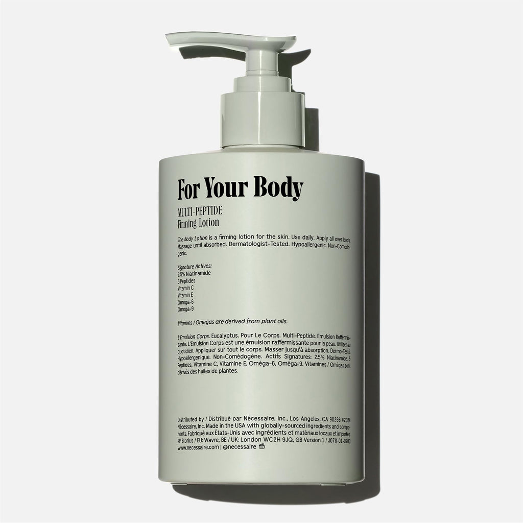 Nécessaire Eucalyptus Body Lotion – Multi-Peptide Firming Moisturizer, 2.5% Niacinamide, 450ml