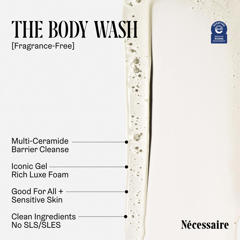 Nécessaire Fragrance-Free Body Wash – Multi-Oil Shower Gel with Niacinamide | Non-Comedogenic & Hypoallergenic | 250 ml