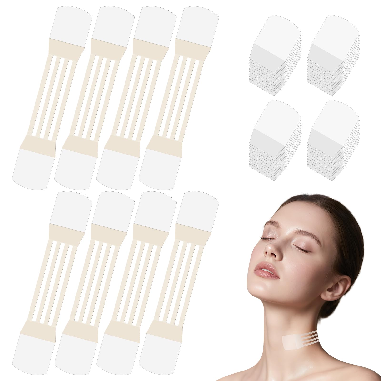 Neck Tightening Patches — Invisible Lift Tape for Firming & Wrinkle Reduction (8 Bands + 40 Replacements)