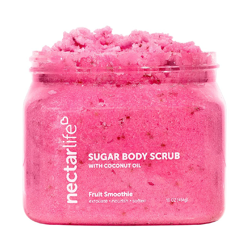 Nectar Life Exfoliating Sugar Scrub – Moisturizing Body Scrub with Coconut Oil & Shea Butter (16 oz) | Nectar Bath Treats