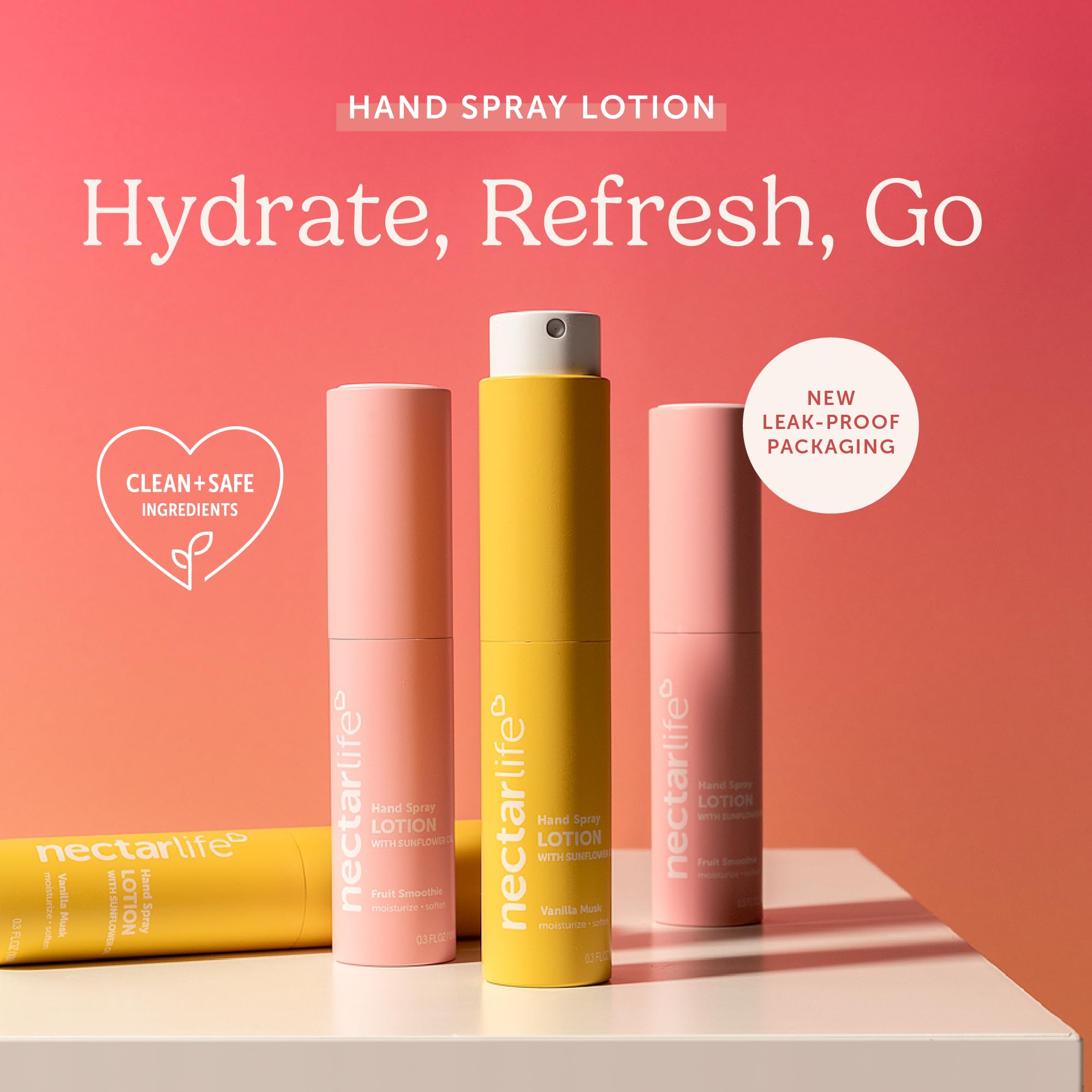 Nectar Life Hydrating Hand Spray Lotion – 10ml Travel Size, Fruit Smoothie Scent, Lightweight & Quick-Absorbing