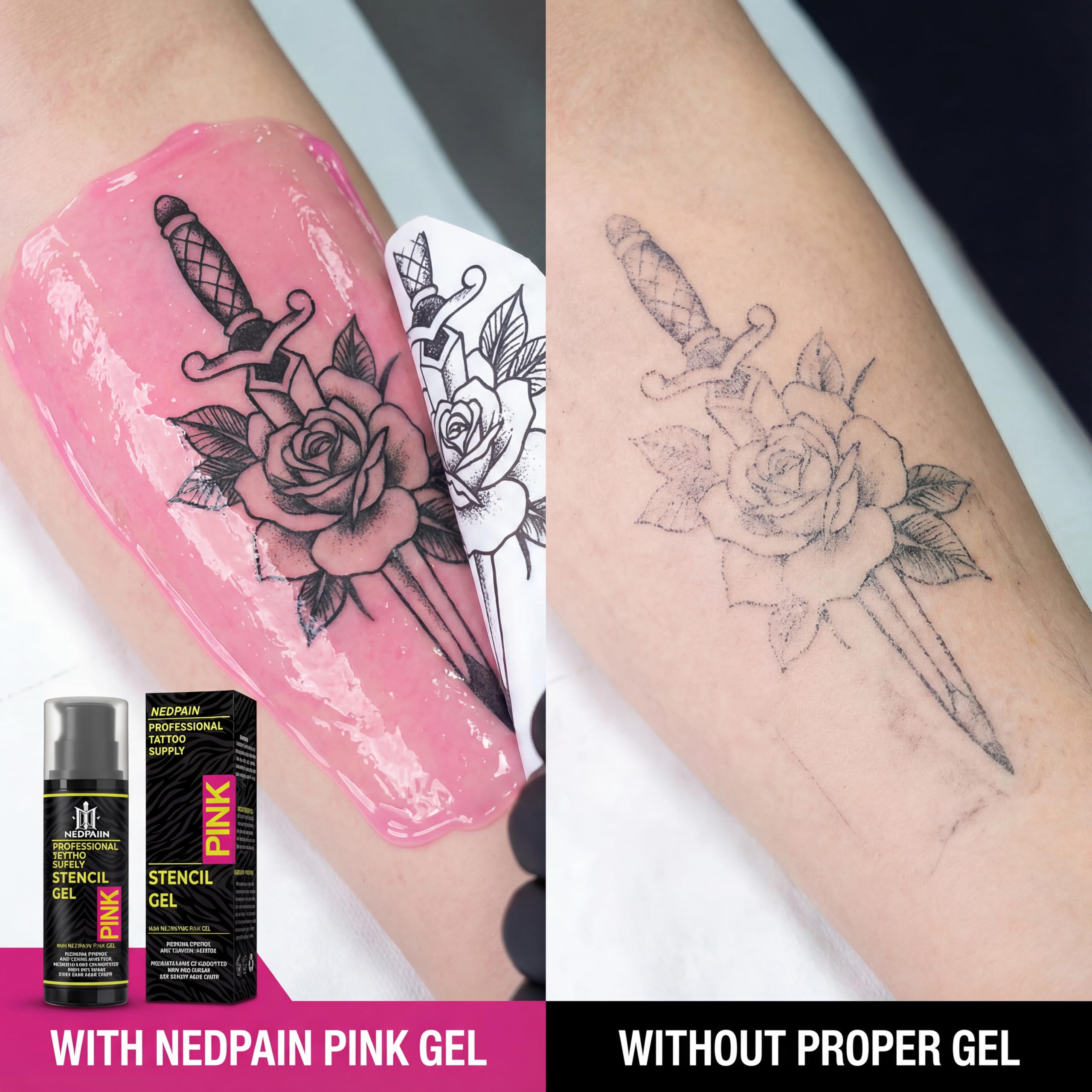 nedpain Pro Tattoo Transfer Gel – 8.4 oz with Pump for Precise Stencil Transfers