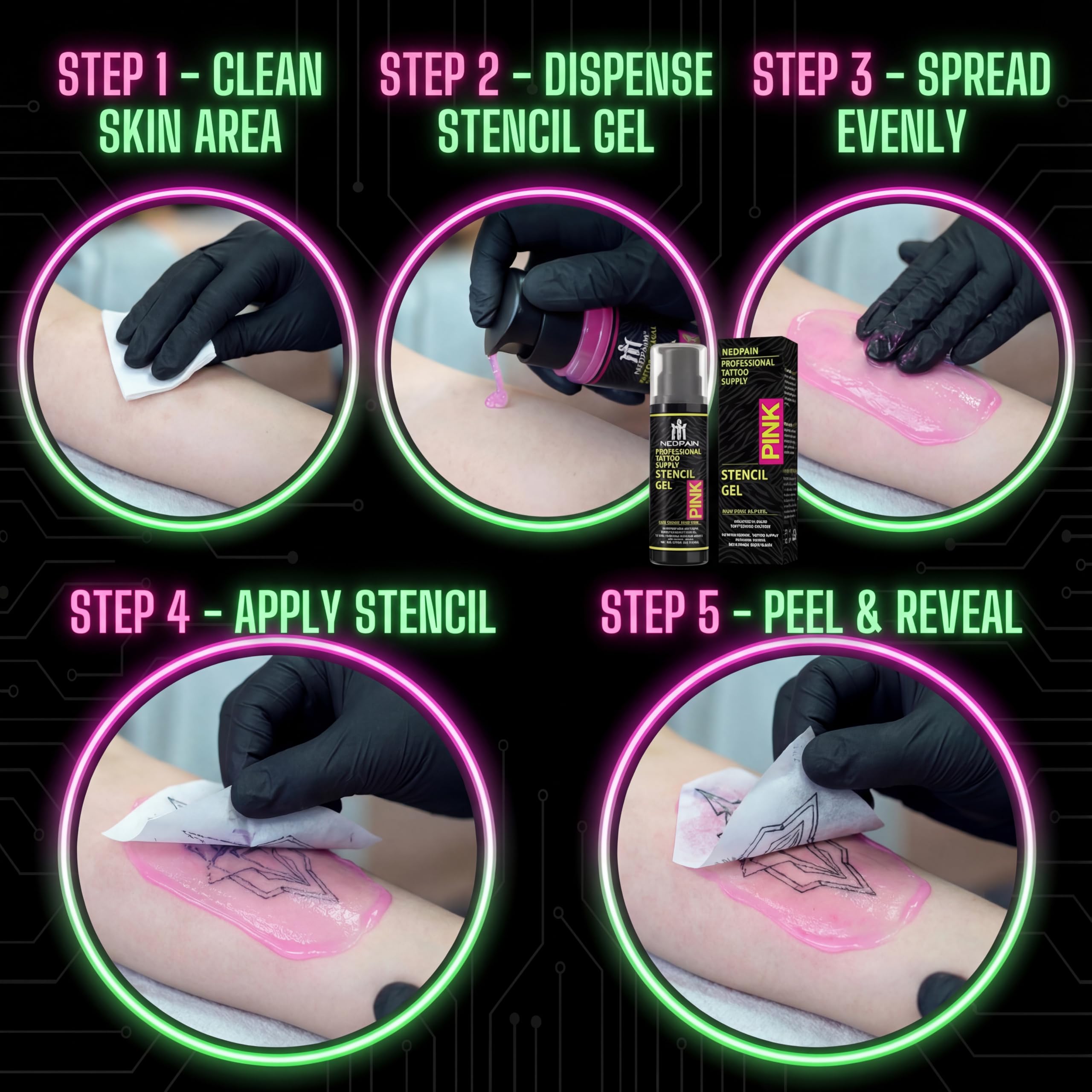 nedpain Pro Tattoo Transfer Gel – 8.4 oz with Pump for Precise Stencil Transfers