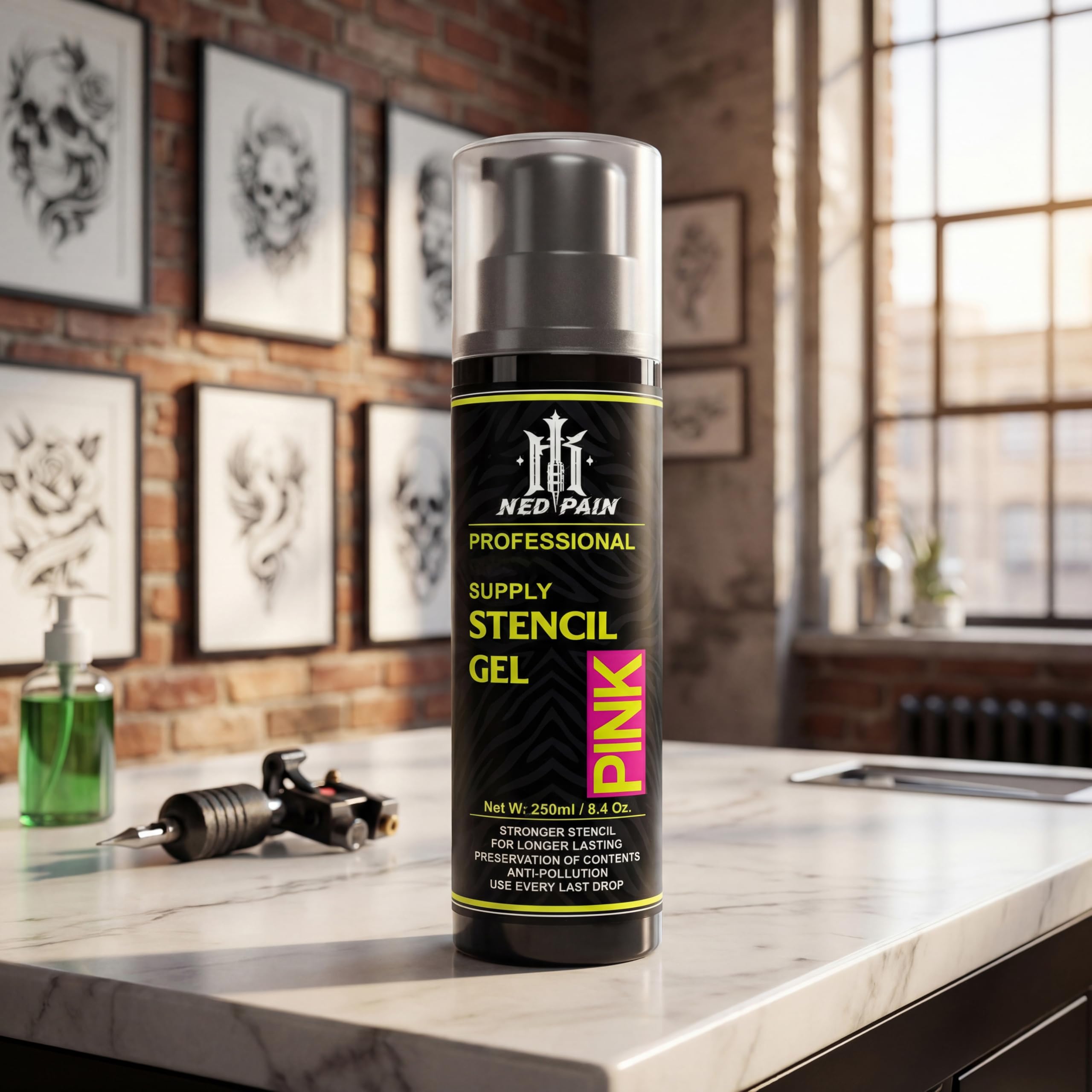nedpain Pro Tattoo Transfer Gel – 8.4 oz with Pump for Precise Stencil Transfers