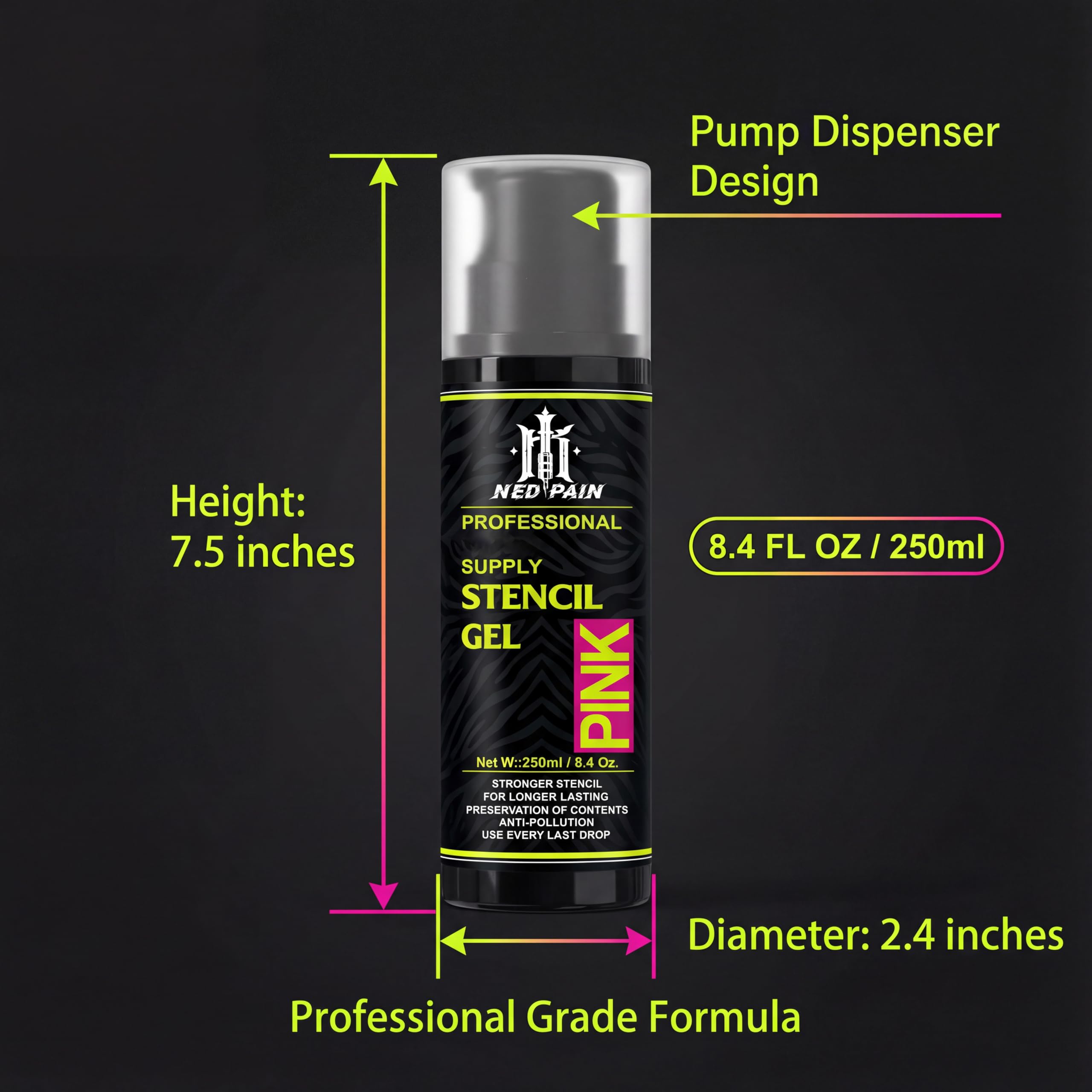 nedpain Pro Tattoo Transfer Gel – 8.4 oz with Pump for Precise Stencil Transfers